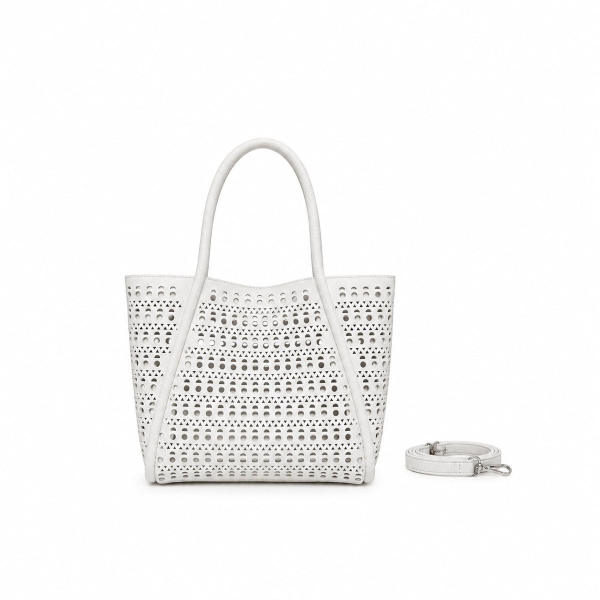 Isabel White 3 Piece Perforated Handbag