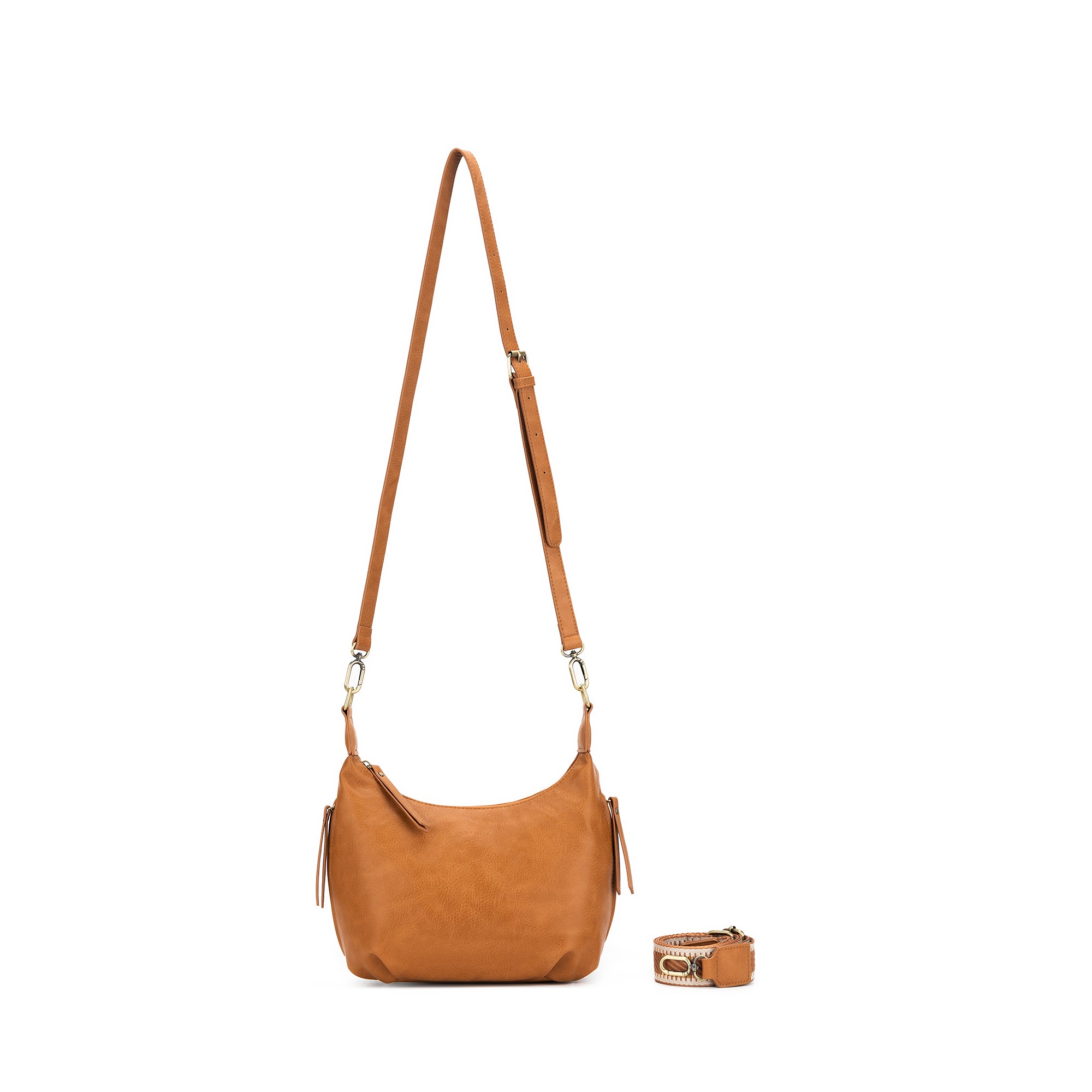 Carey Tan Vegan Leather Crossbody Bag