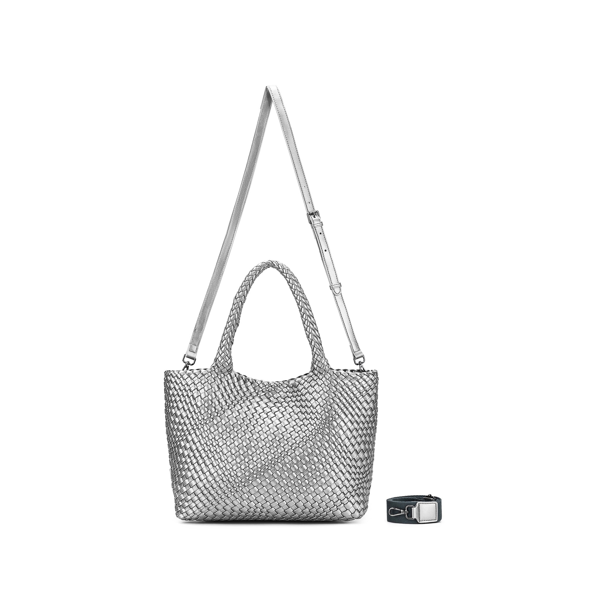 St Moritz Pewter 2 Piece Woven Handbag