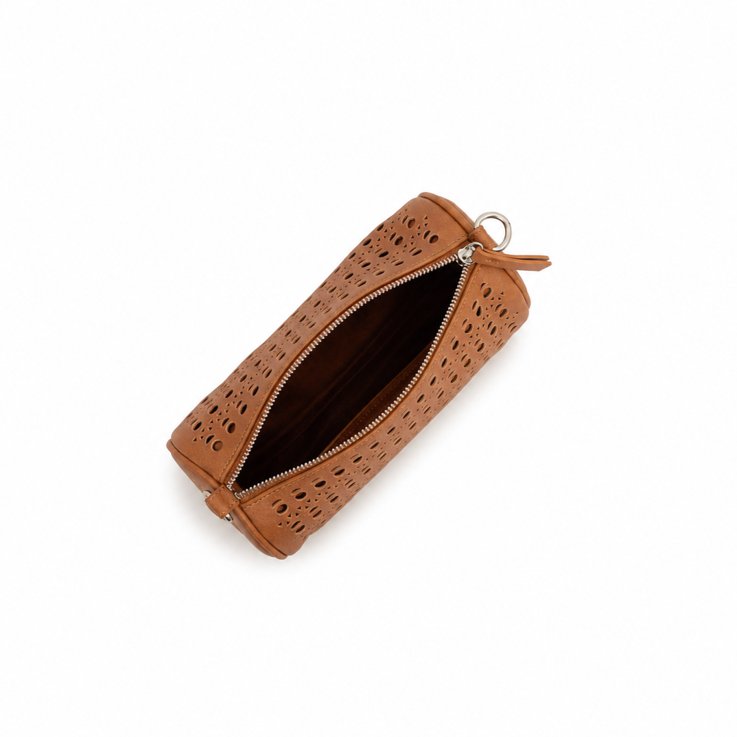Delilah Tan Barrel Bag Crossbody Bag