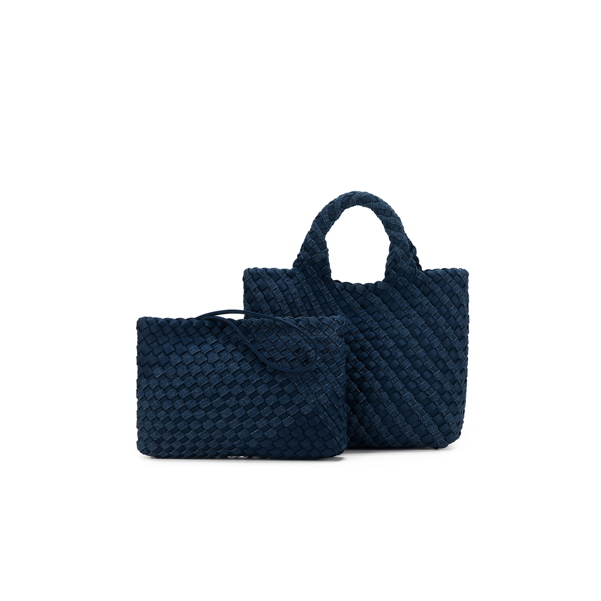 Jeannie Handwoven Neoprene & Denim Tote Set