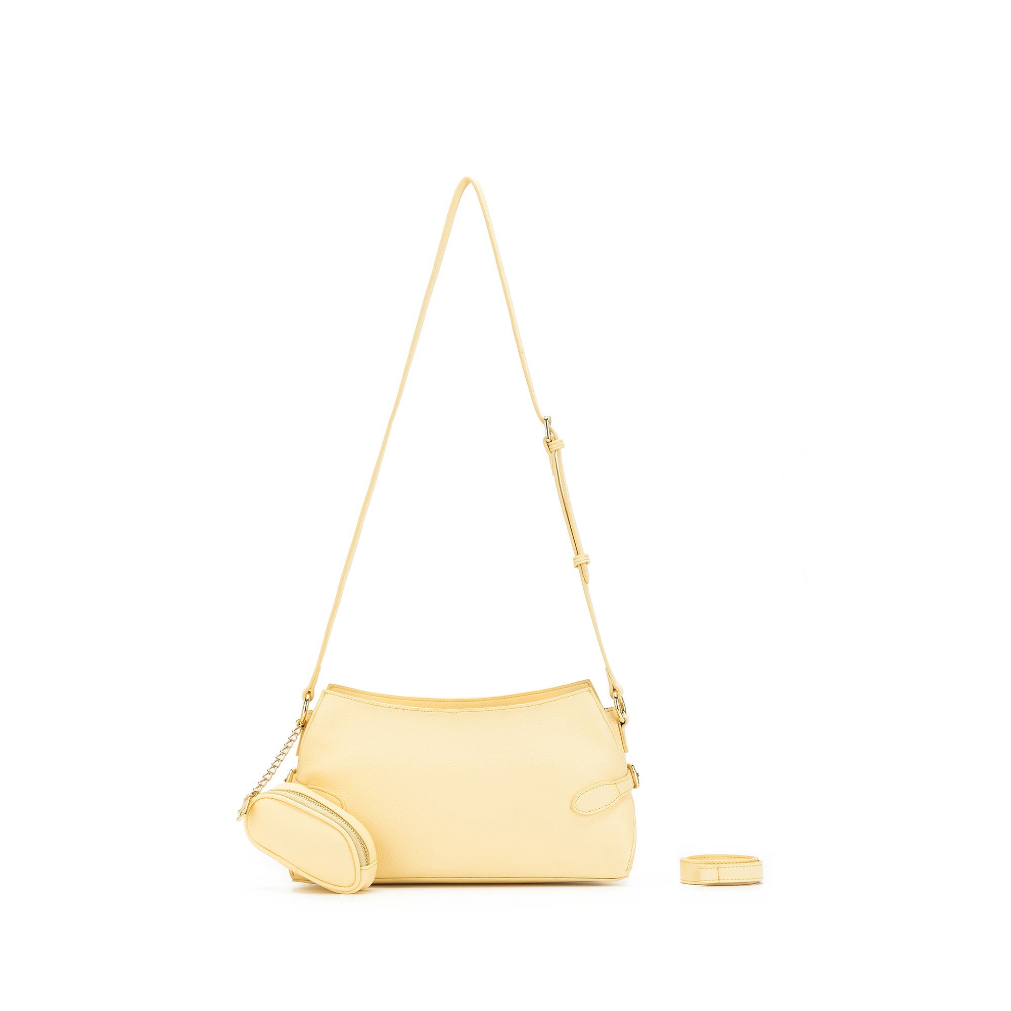 Messina Yellow Chiffon East West Shoulder Bag