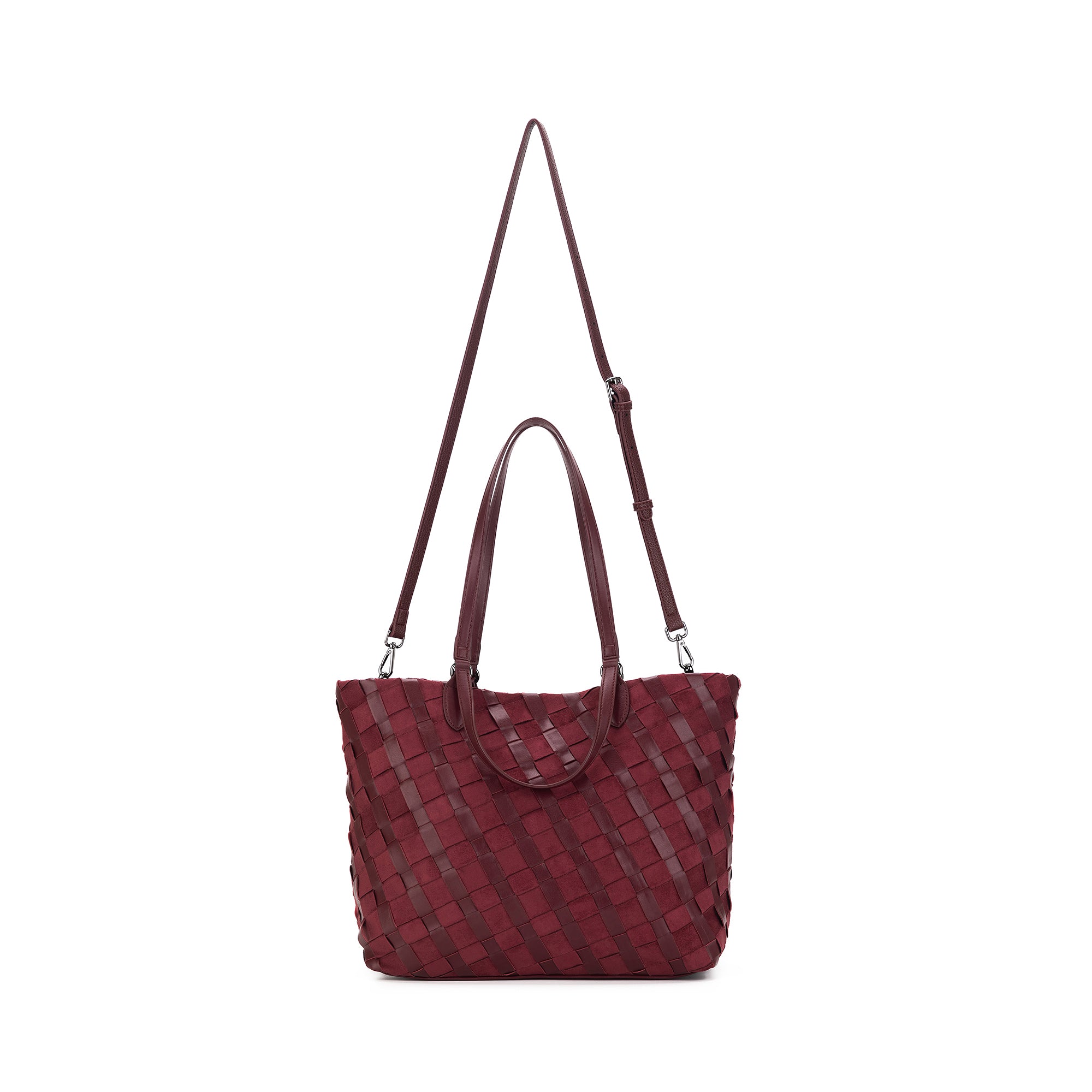 Lexington Burgundy 3 Piece Woven Handbag Tote