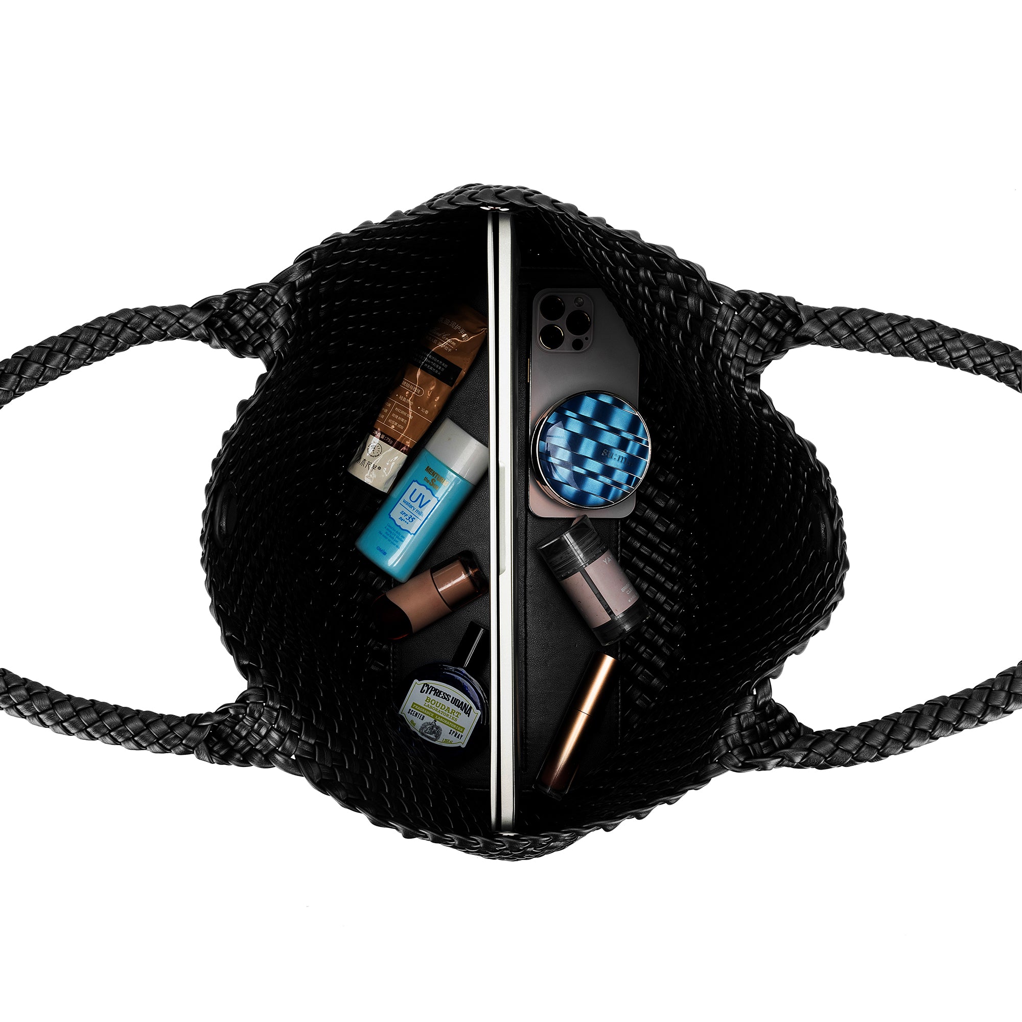 St Moritz Black 2 Piece Woven Handbag