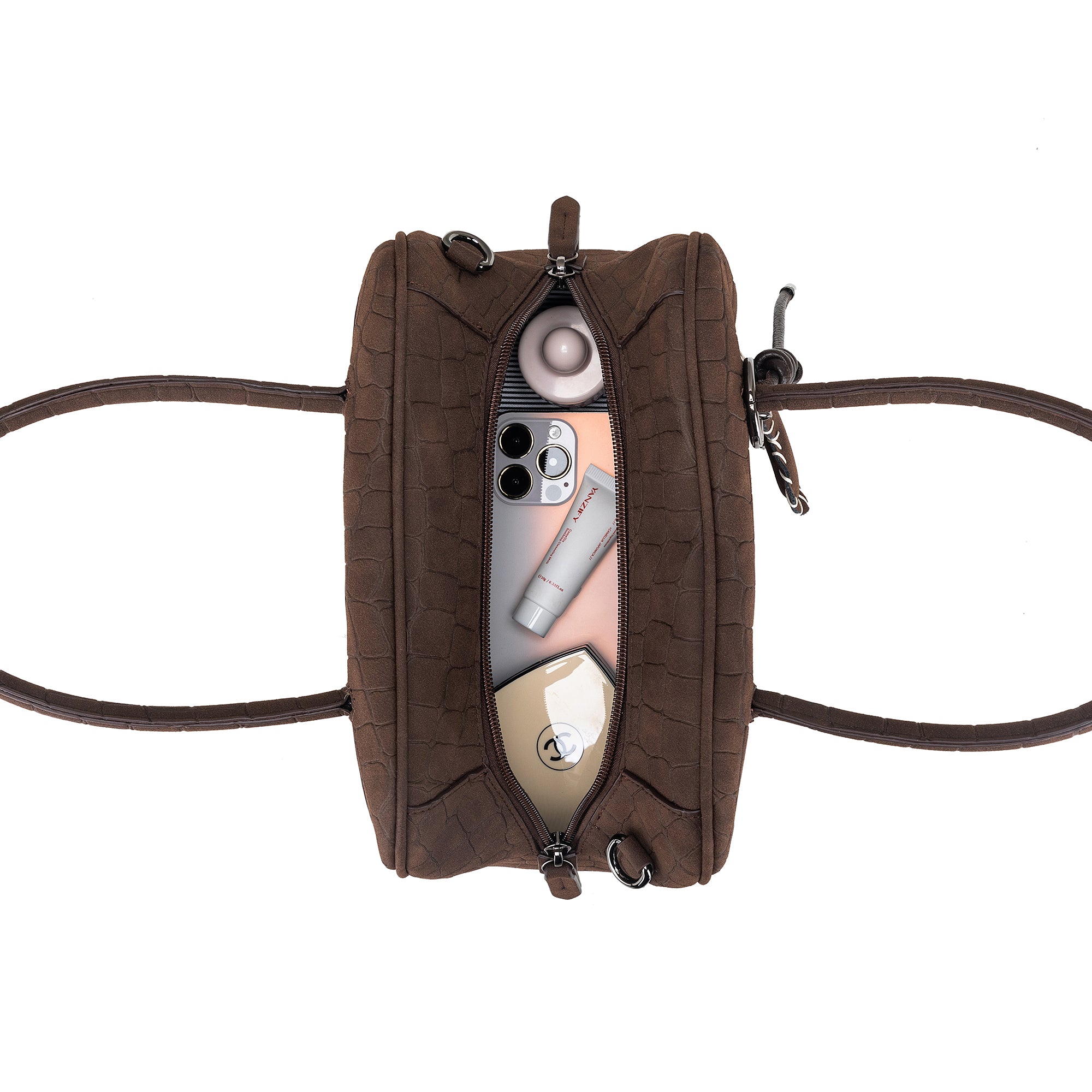 Lucinda Croc Coffee Handbag Tote