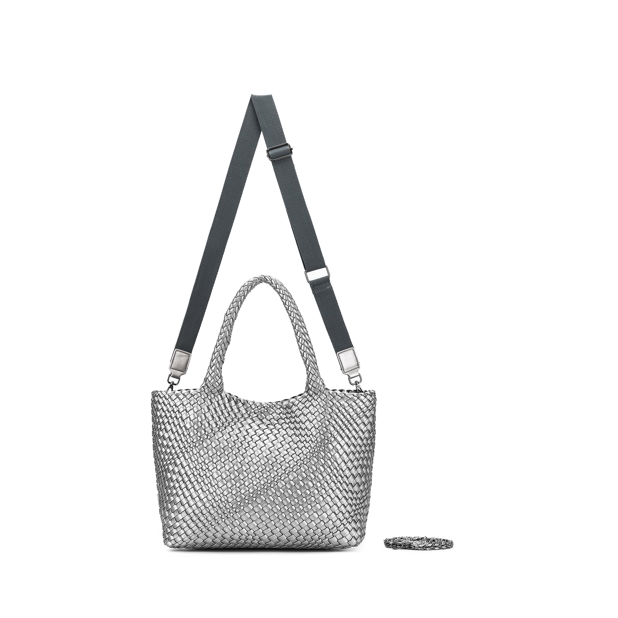 St Moritz Pewter 2 Piece Woven Handbag