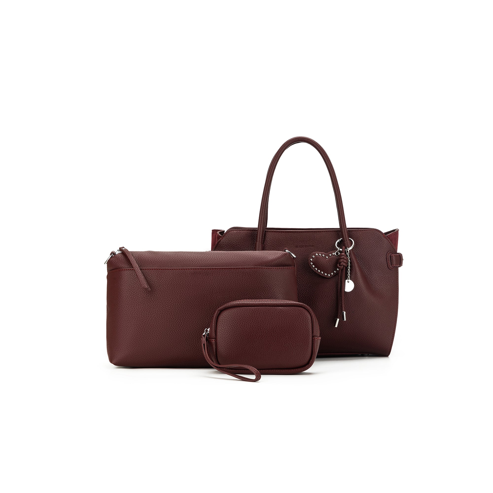 Alexandra Burgundy 3 Piece Handbag