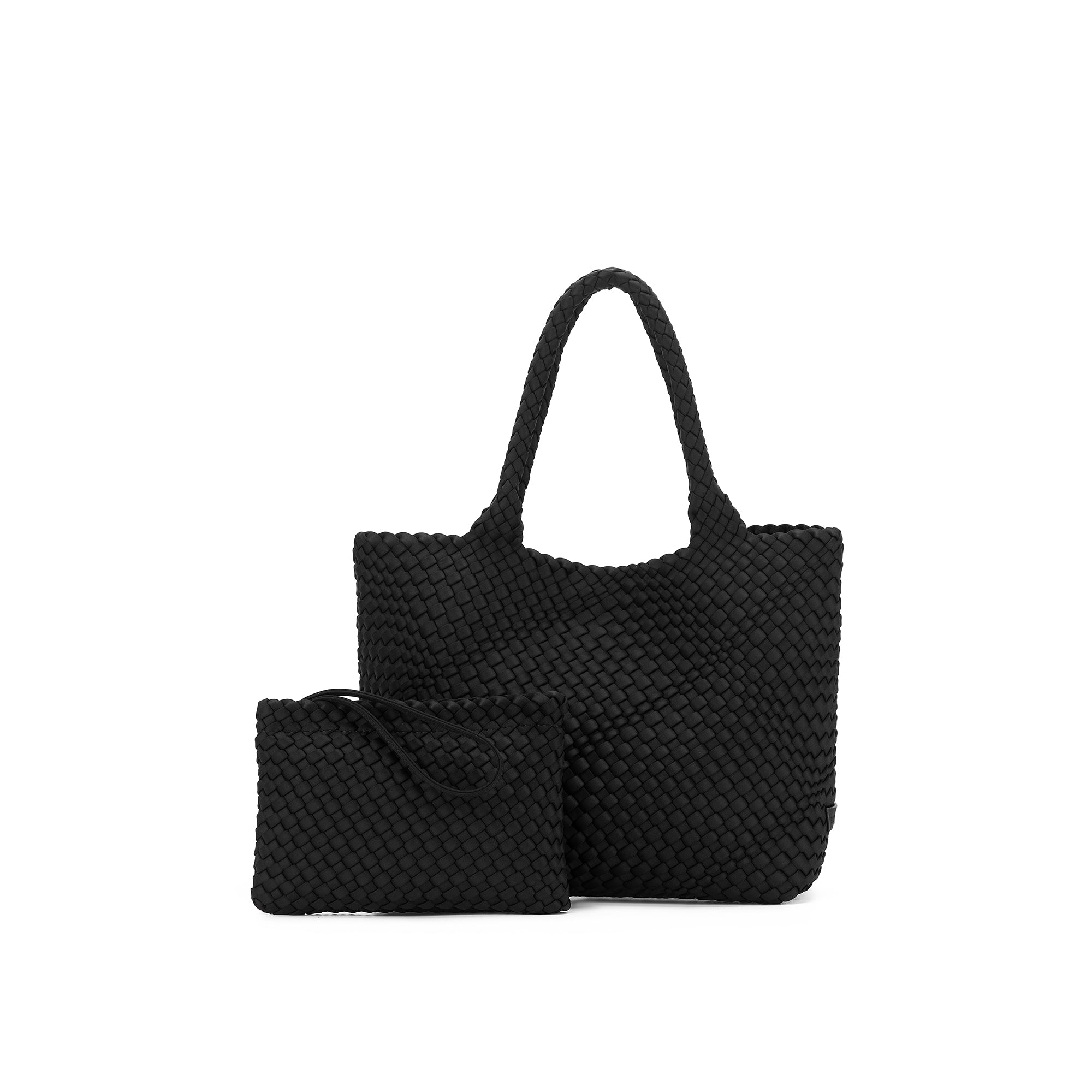 The Hampton Black 2 Piece Handwoven Neoprene Handbag