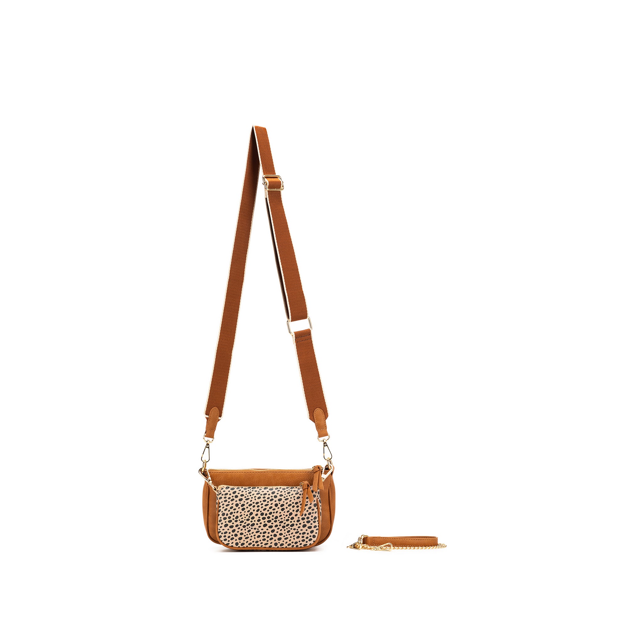 Sabie Tan/ Pebbled 2 Piece Crossbody Bag