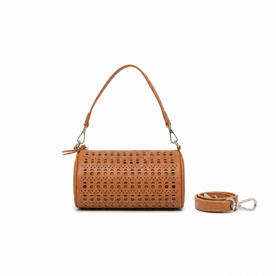Delilah Tan Barrel Bag Crossbody Bag