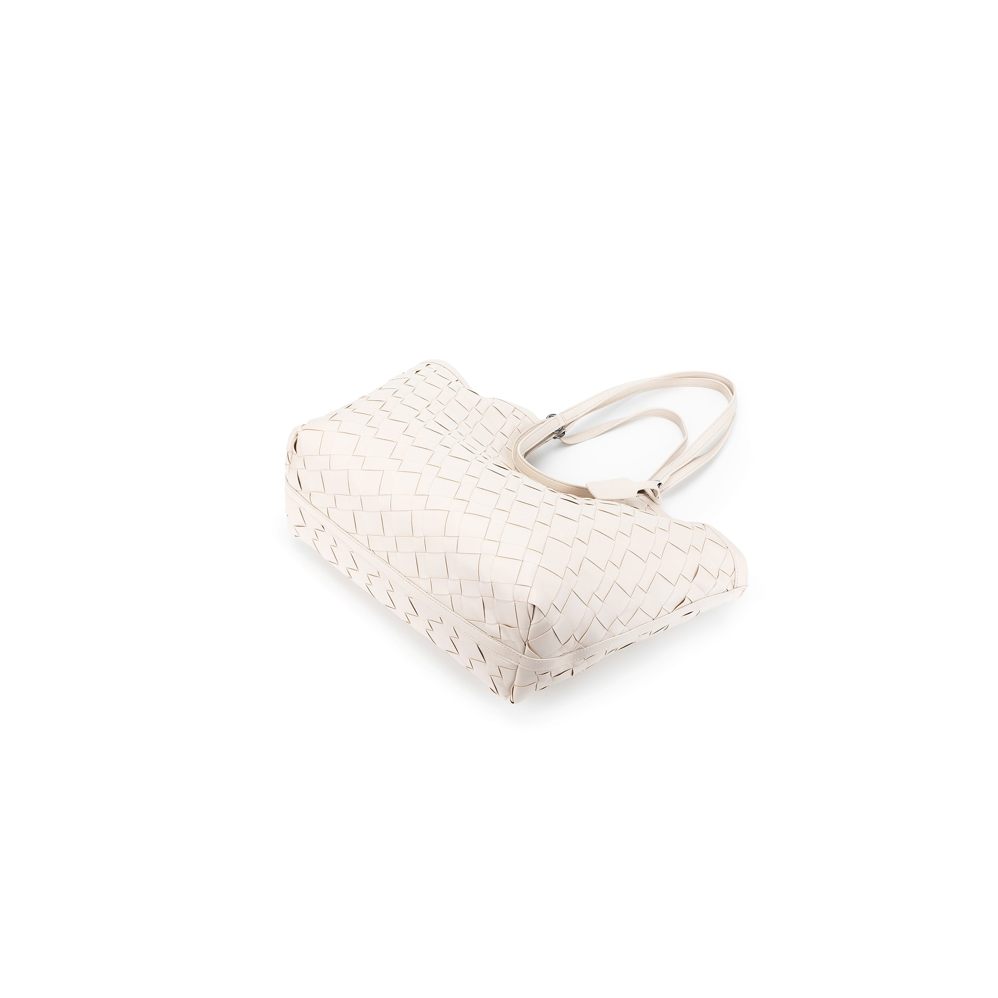 Solana White 2 Piece Woven Handbag Tote