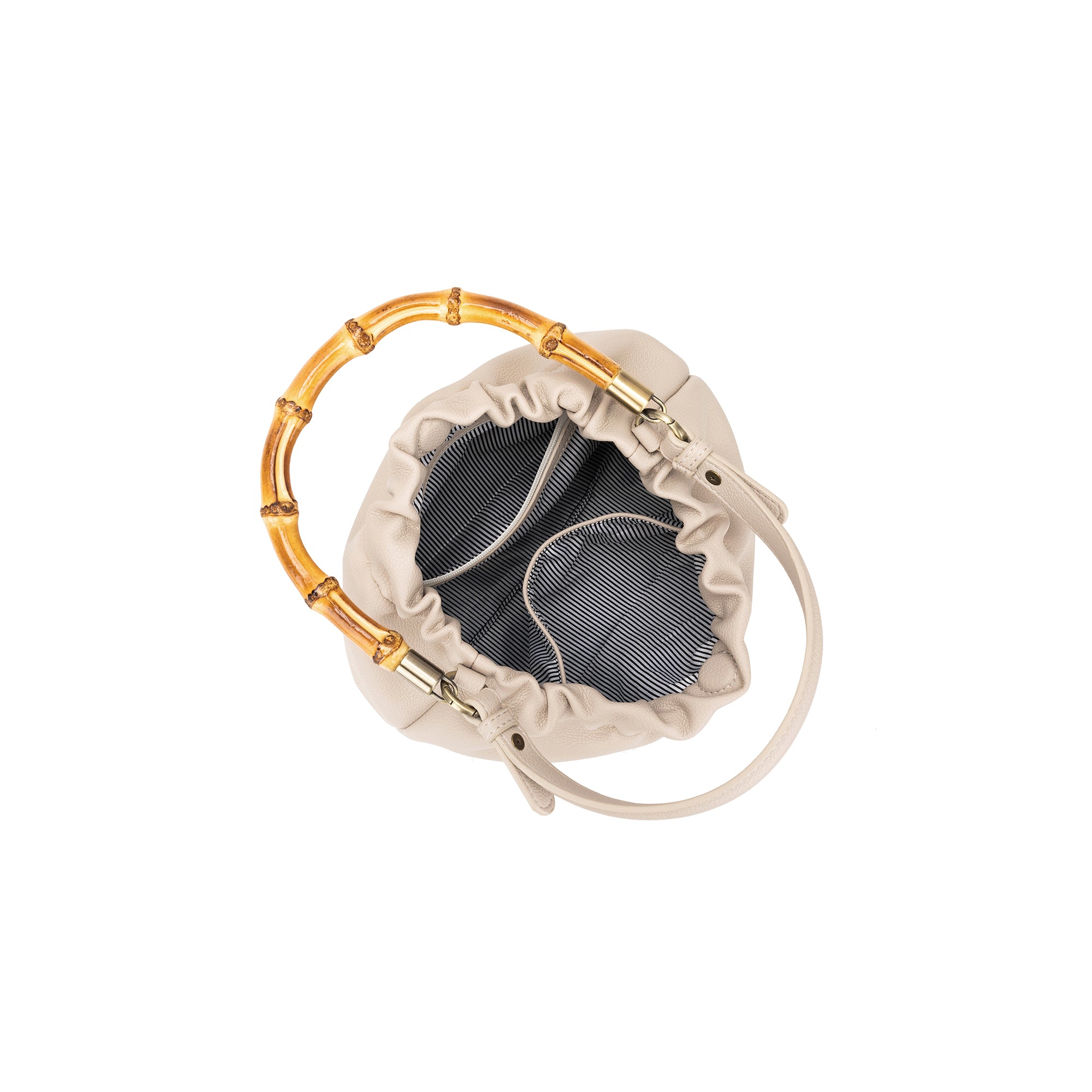 Catalina Oatmeal Bamboo Handle Crossbody Bag