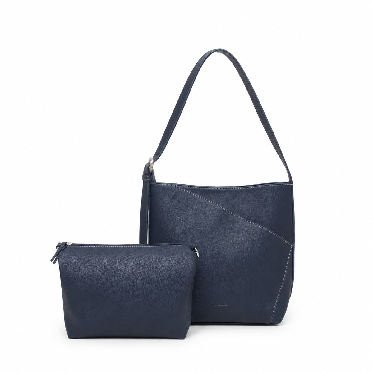Aryana Navy Vegan Leather Shoulder & Crossbody Bag