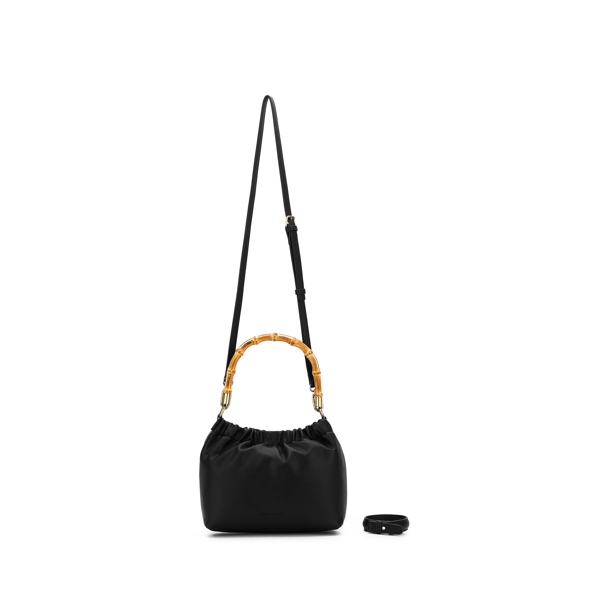 Catalina Black Bamboo Handle Crossbody Bag