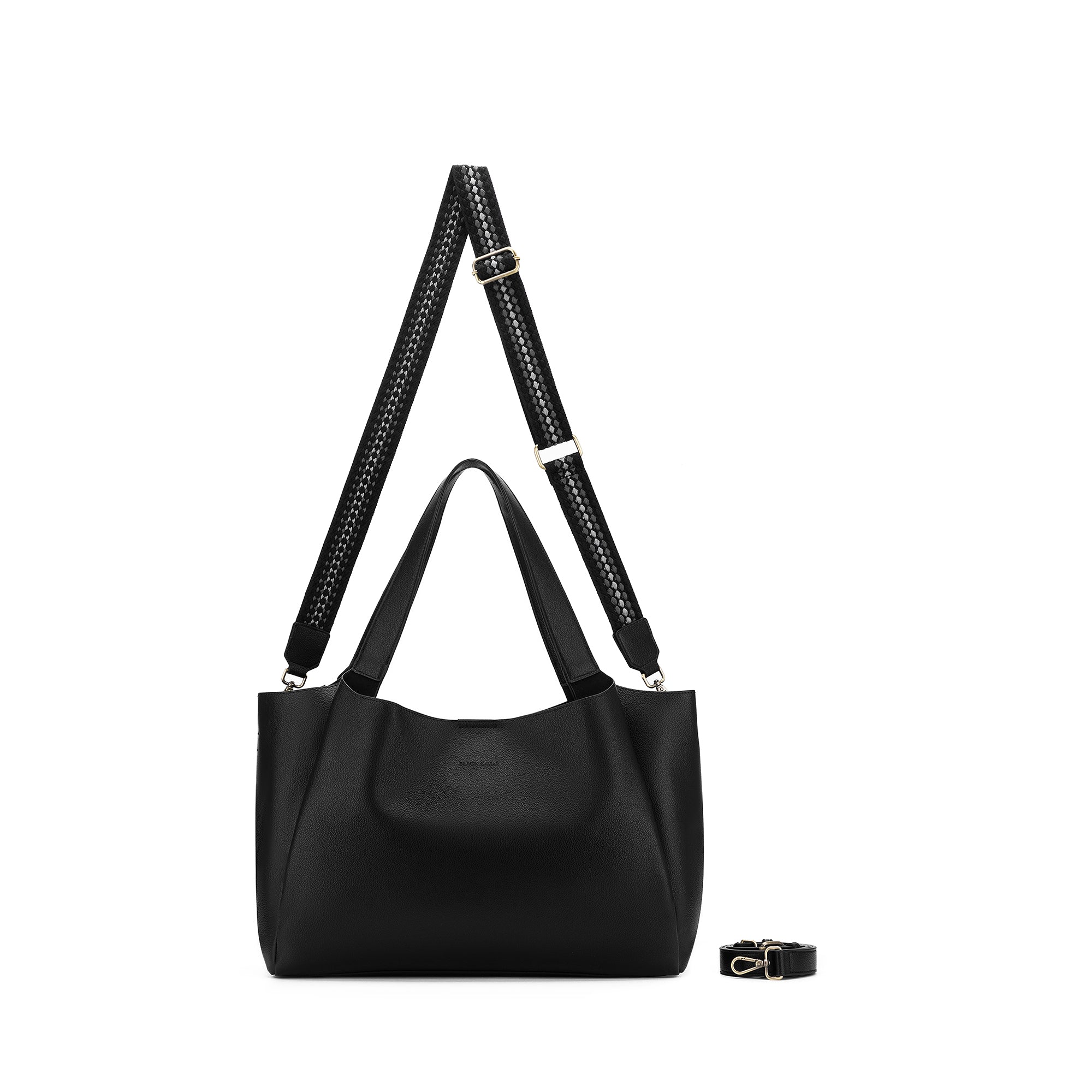 Sylvie Black 2 Piece Computer Crossbody Tote Bag