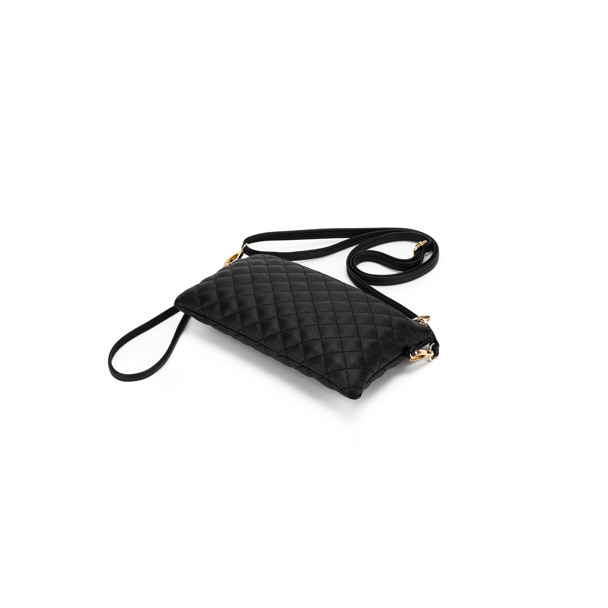 Odessa Black Quilted Crossbody Wristlet