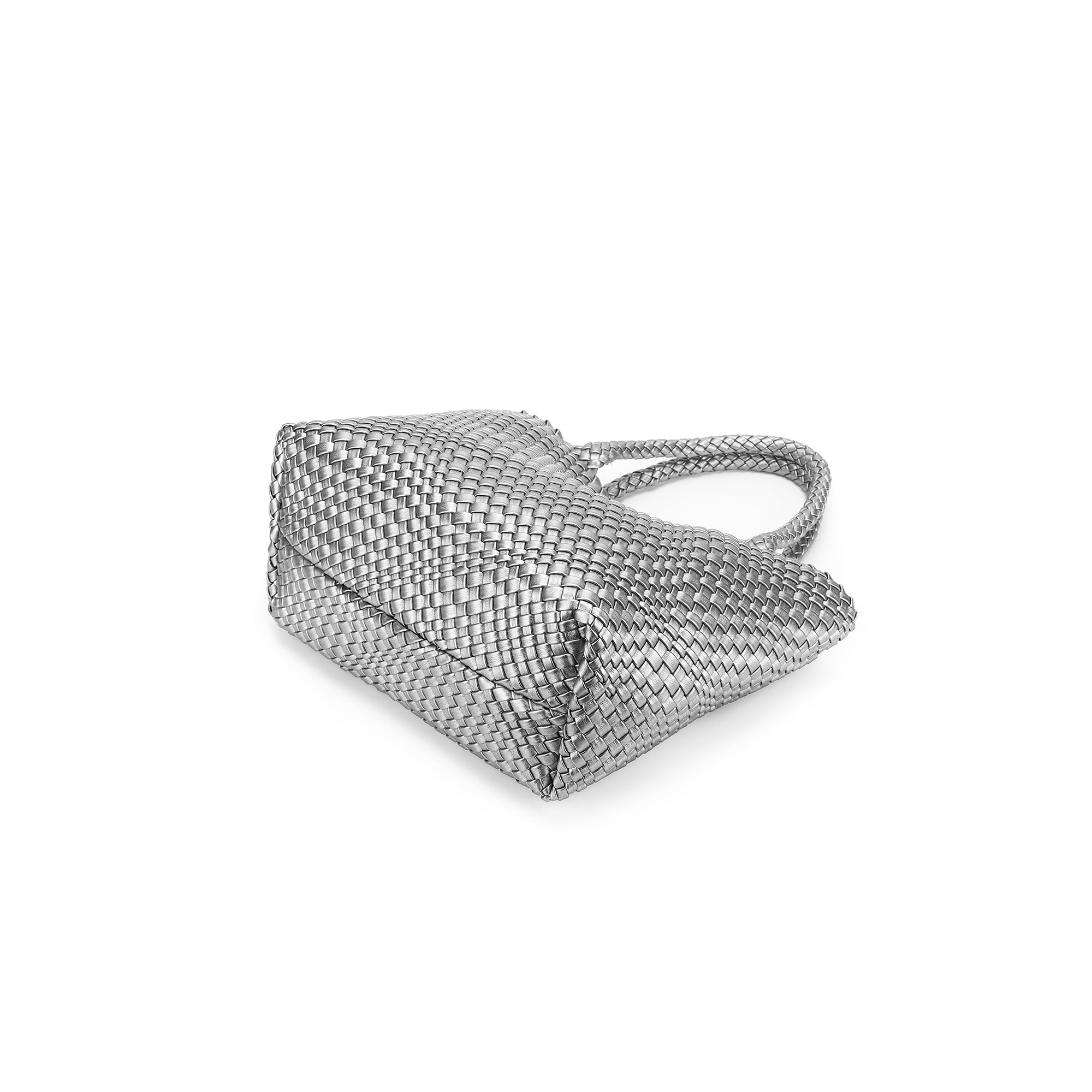 St Moritz Pewter 2 Piece Woven Handbag