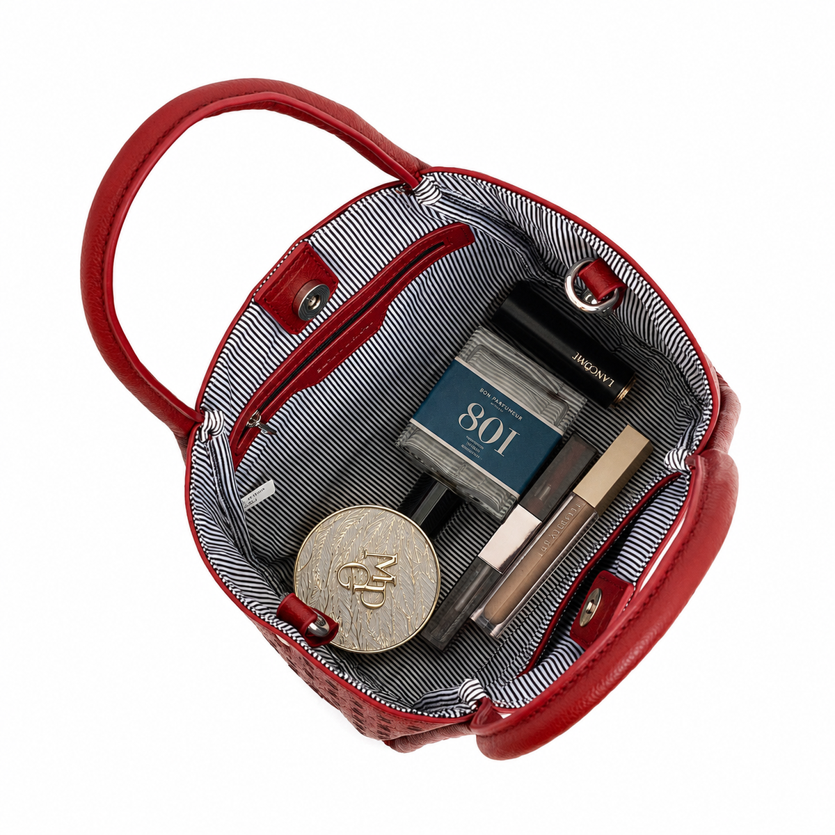 Isabel Red 3 Piece Perforated Handbag