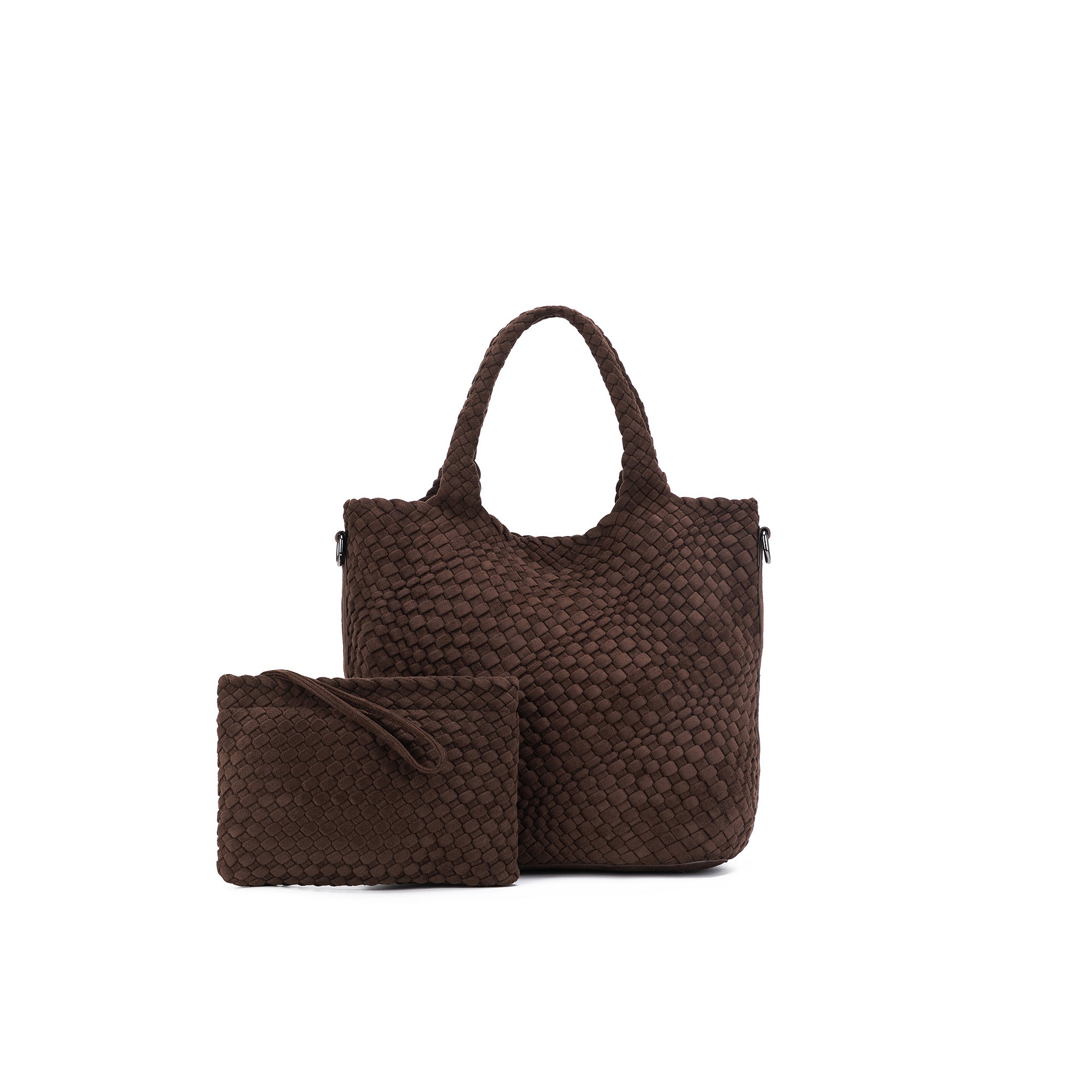 Arielle Chocolate 2 Piece Suedette Top Handle