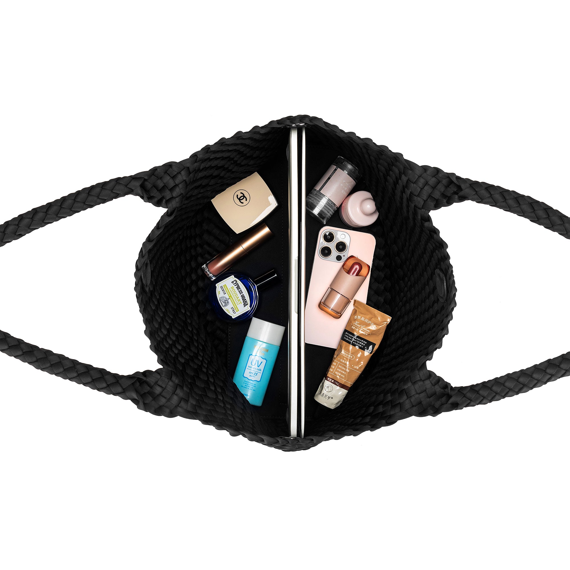 The Hampton Black 2 Piece Handwoven Neoprene Handbag