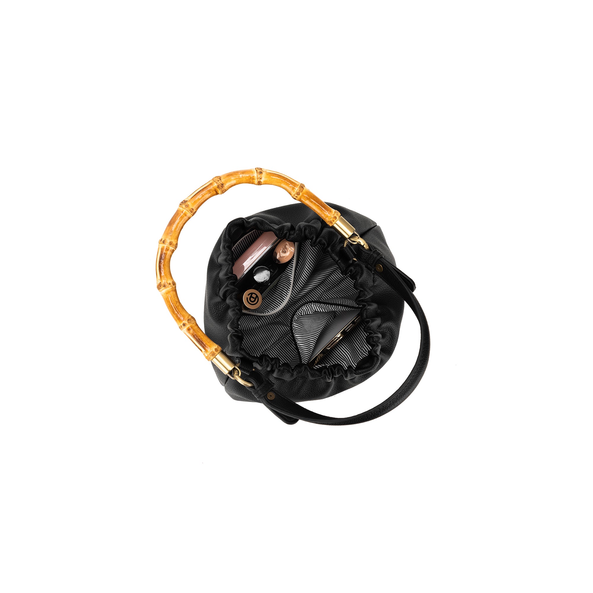 Catalina Black Bamboo Handle Crossbody Bag