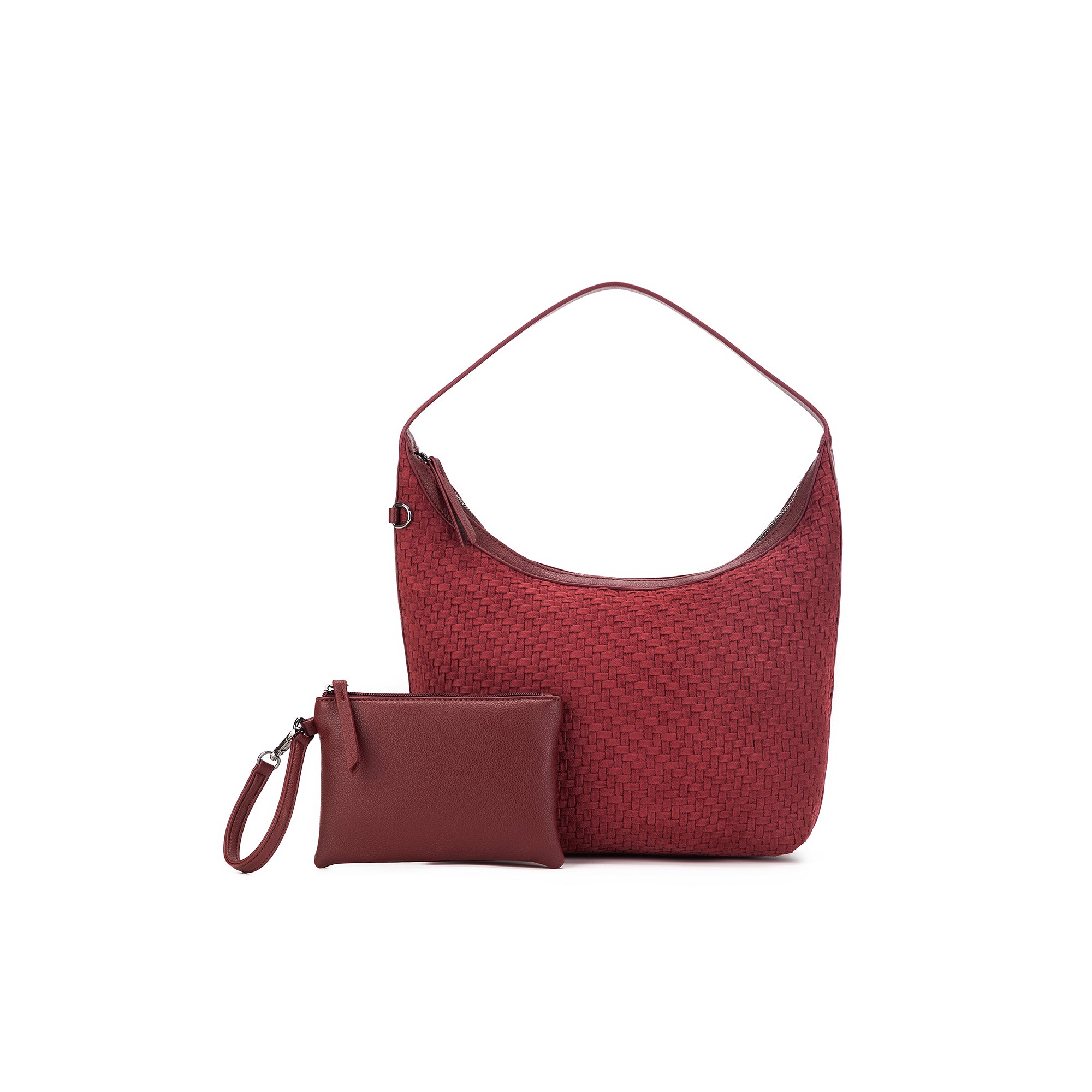 Bessette 2 Piece Burgandy Woven Suedette
