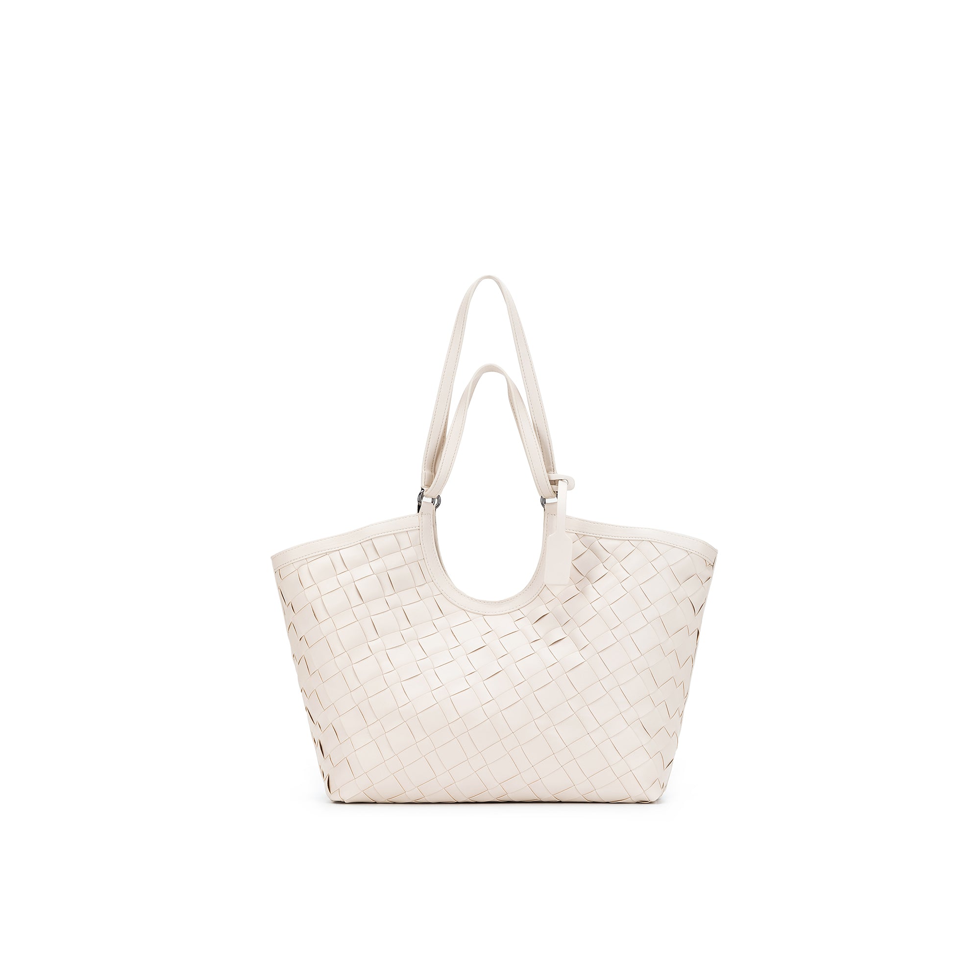 Solana White 2 Piece Woven Handbag Tote