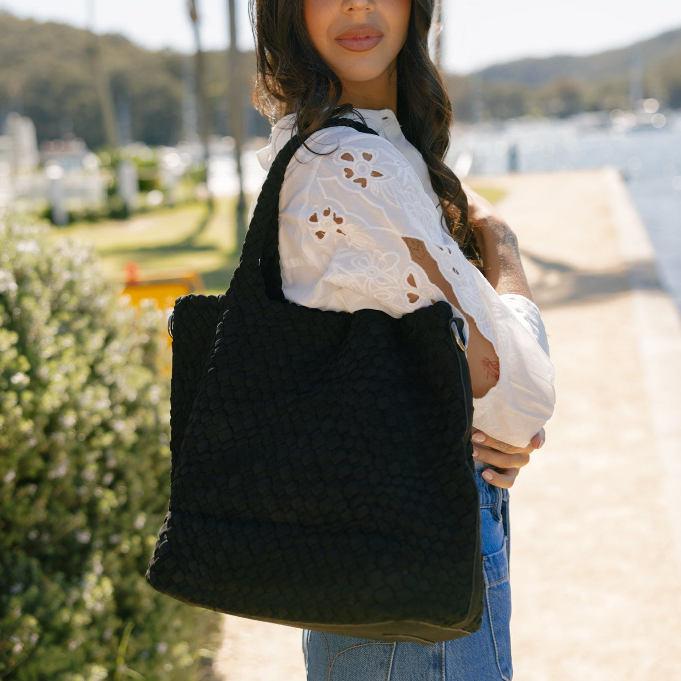 Arielle Black 2 Piece Suedette Top Handle