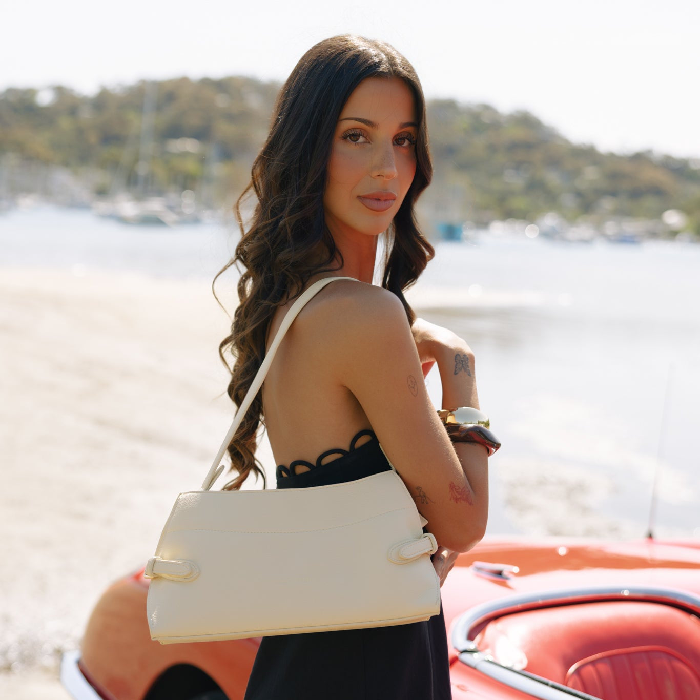 Messina Yellow Chiffon East West Shoulder Bag