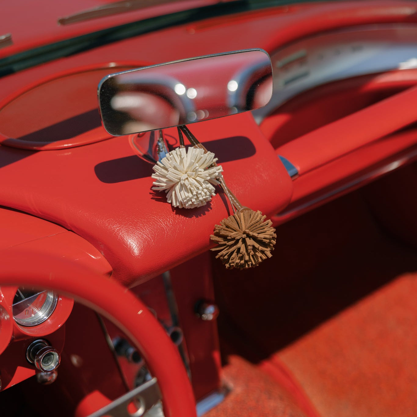 Pom Pom Cream & Chocolate Bag Charm