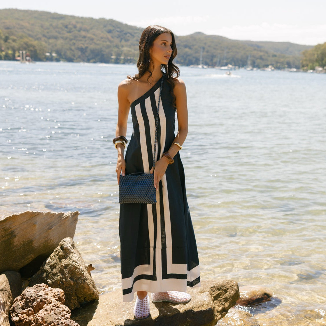 St Moritz Navy 2 Piece Woven Handbag