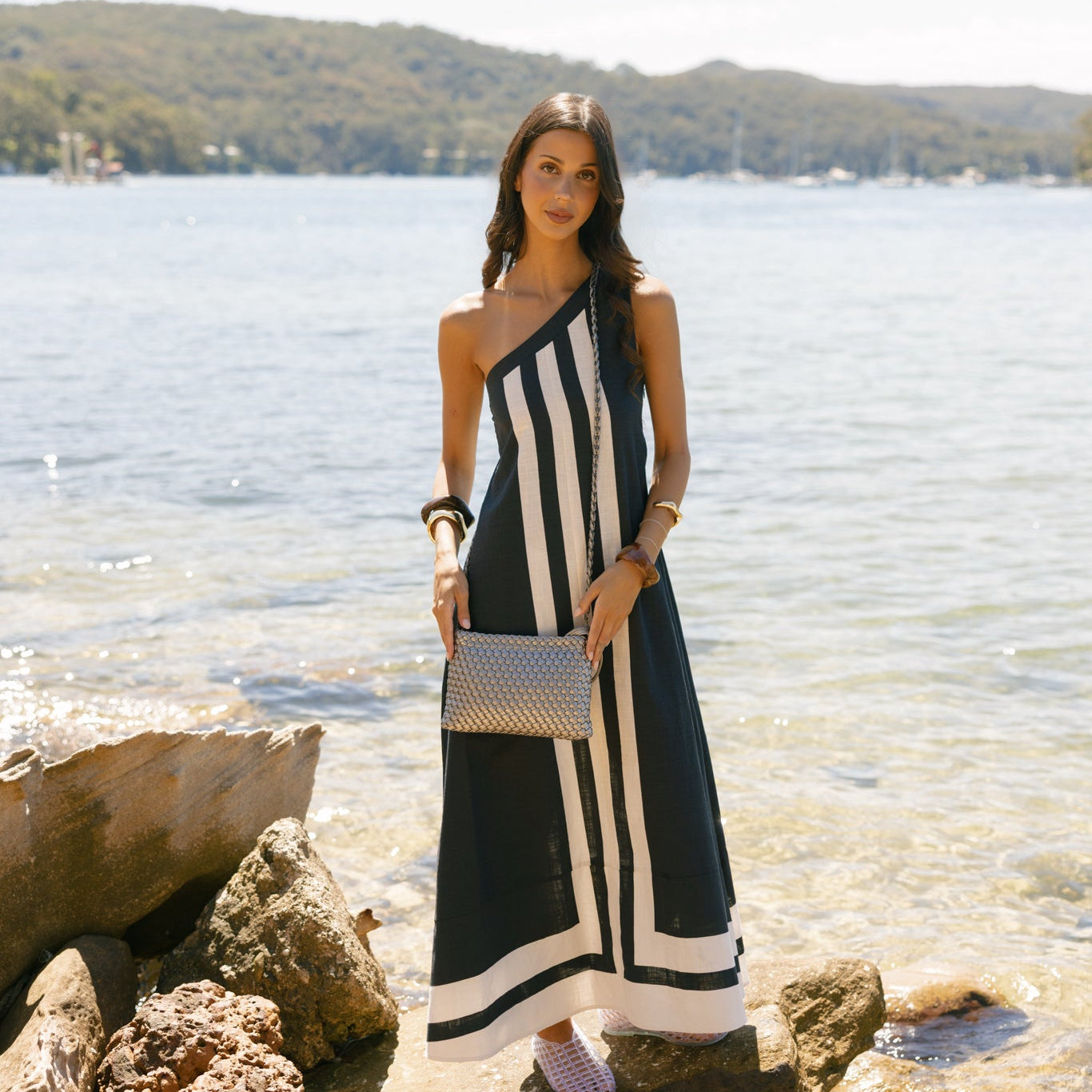 St Moritz Pewter 2 Piece Woven Handbag