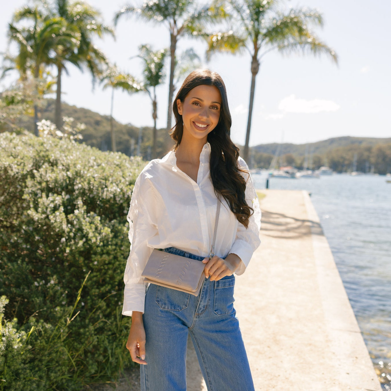 Sky Oatmeal Crossbody Phone Wallet