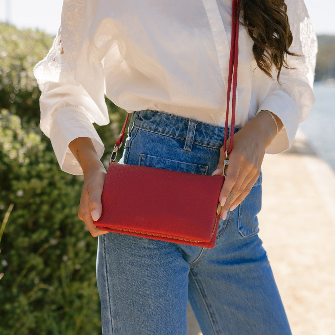 Mavie Scarlet Red Crossbody Wallet