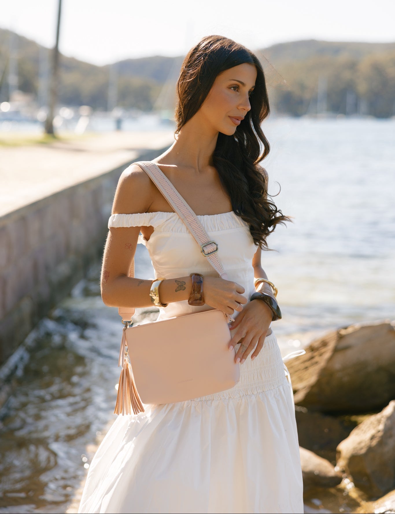 Maggie Pink 3 Compartment Crossbody Bag