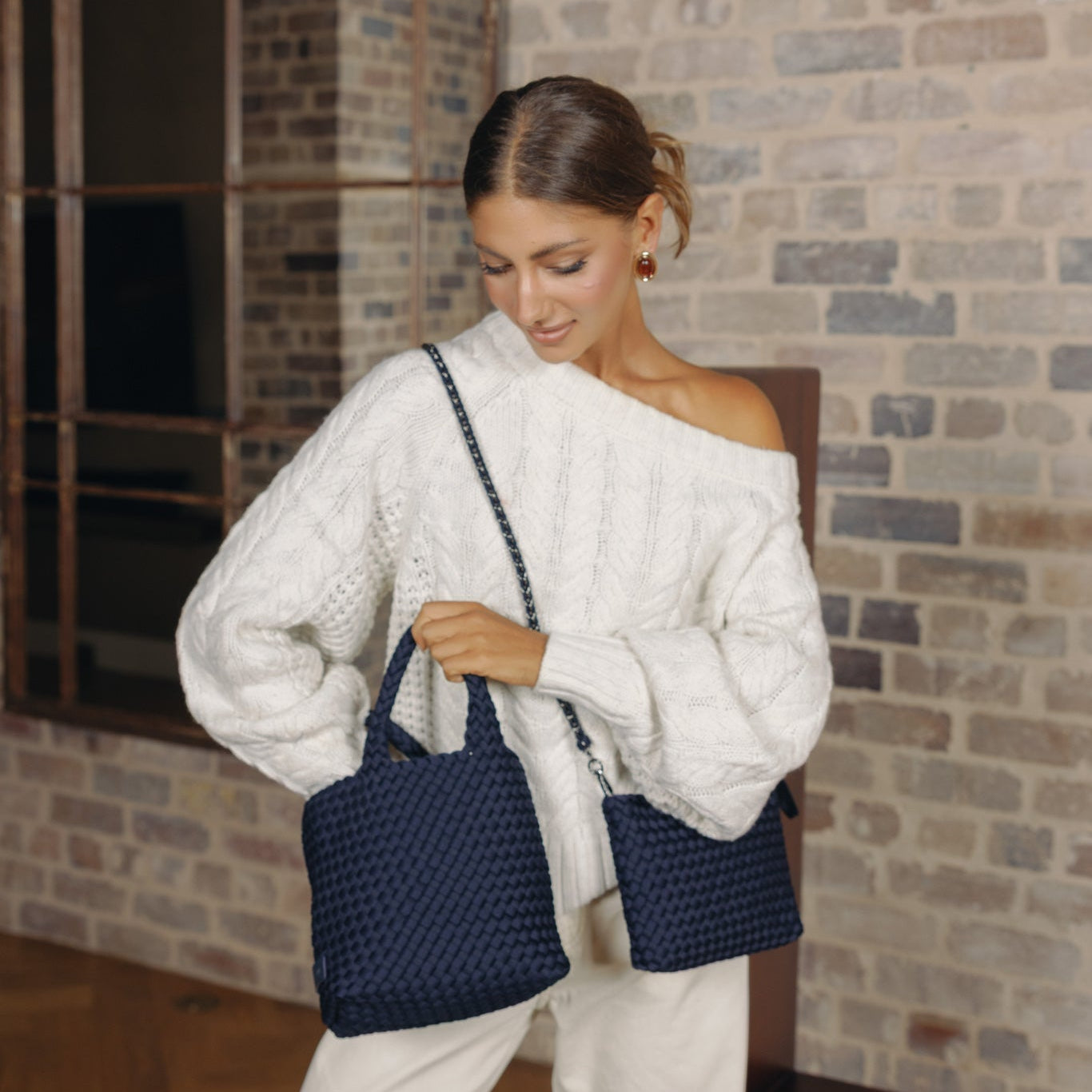 Riviera Navy 2 Piece Mini Tote Handbag