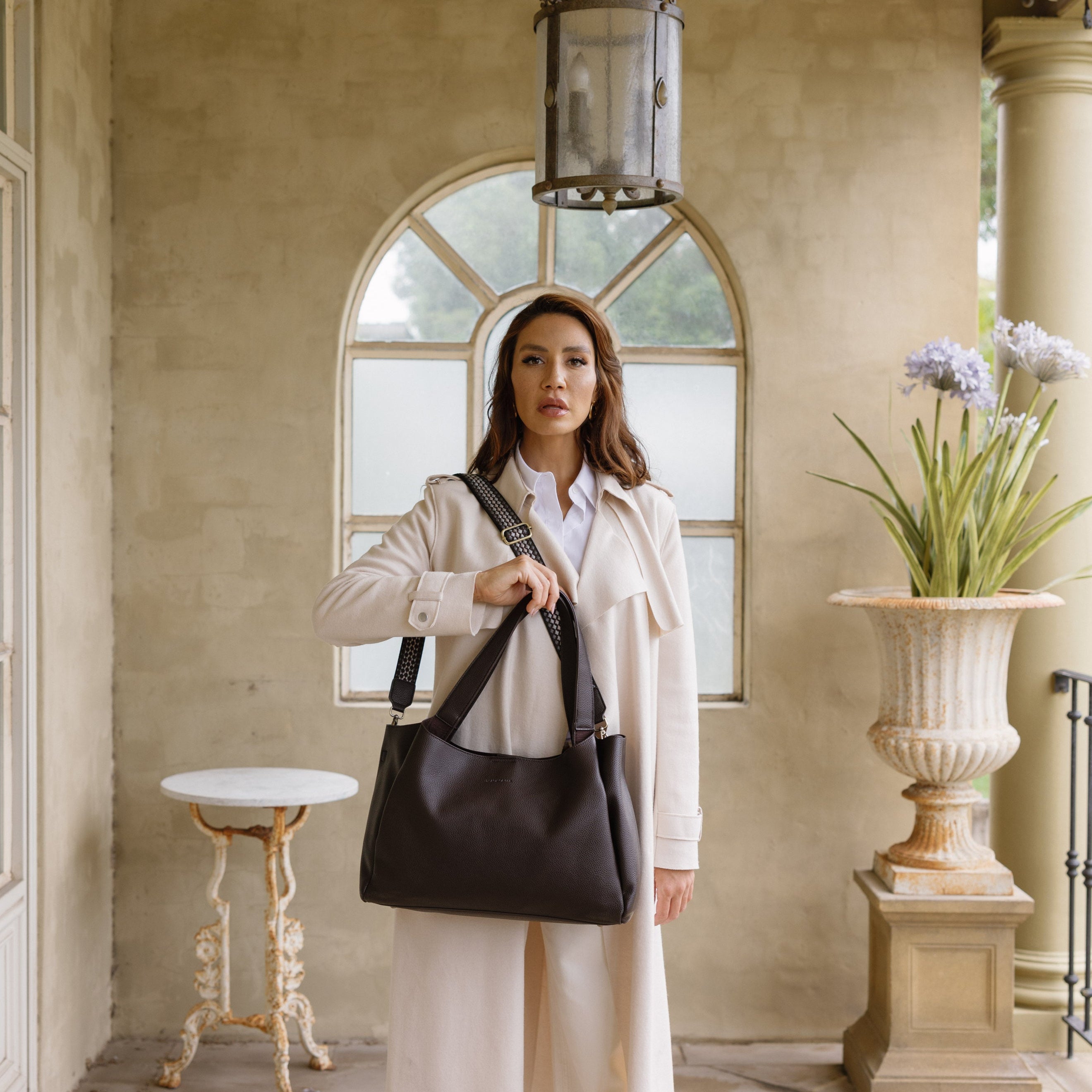 Sylvie Aubergine 2 Piece Computer Crossbody Tote Bag