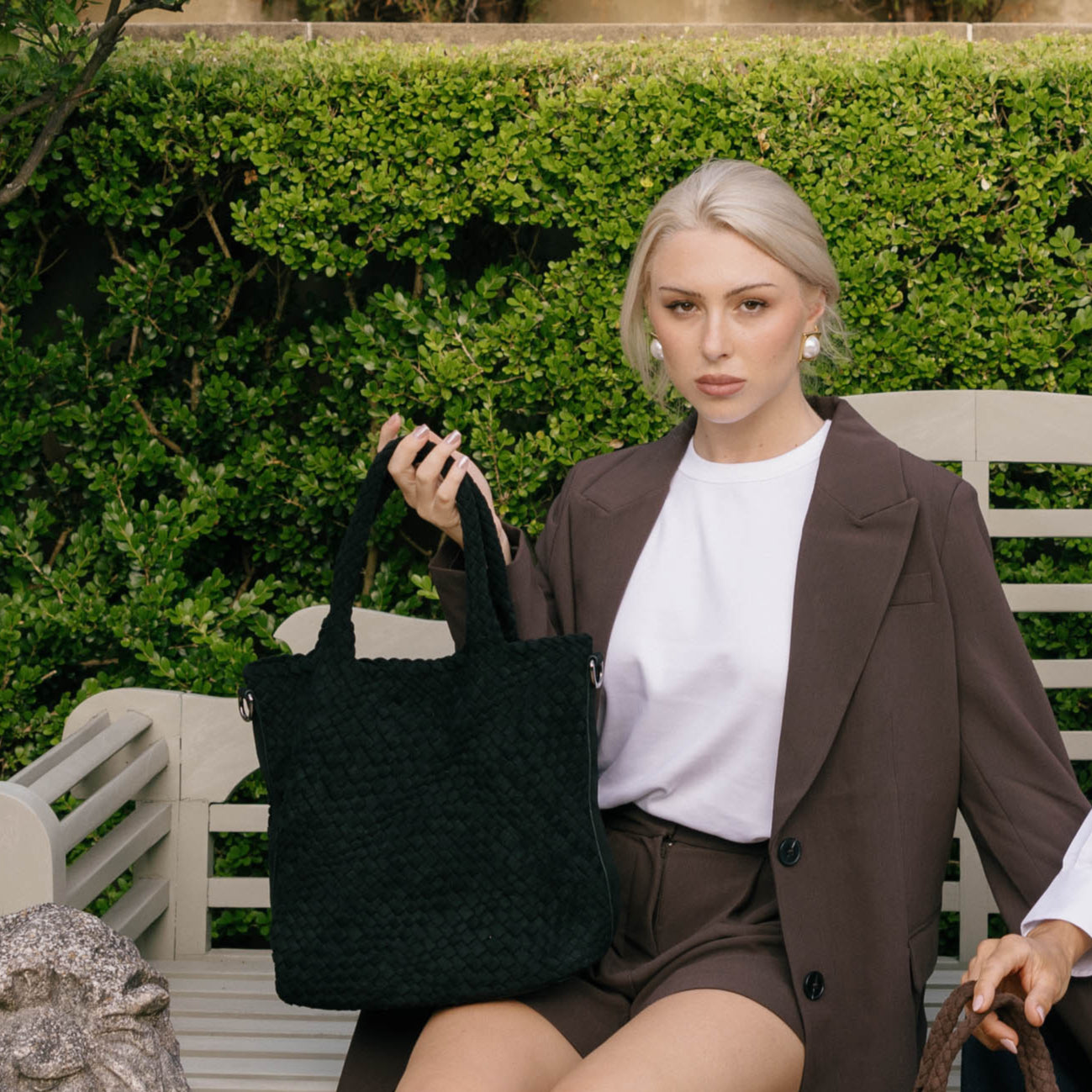 Arielle Black 2 Piece Suedette Top Handle