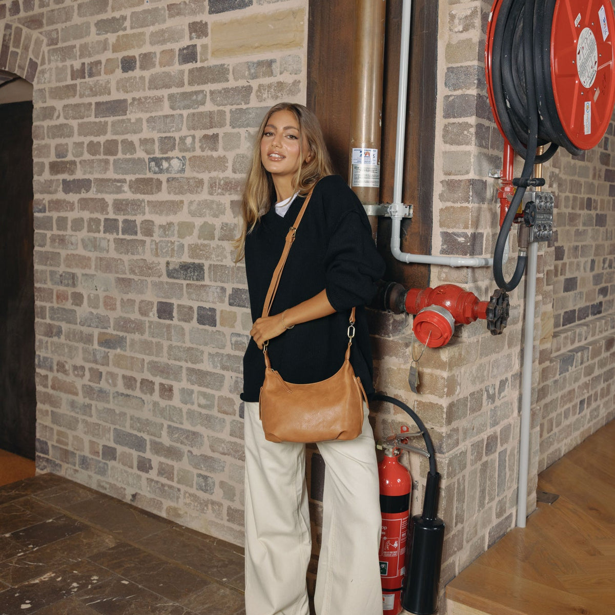 Carey Tan Vegan Leather Crossbody Bag
