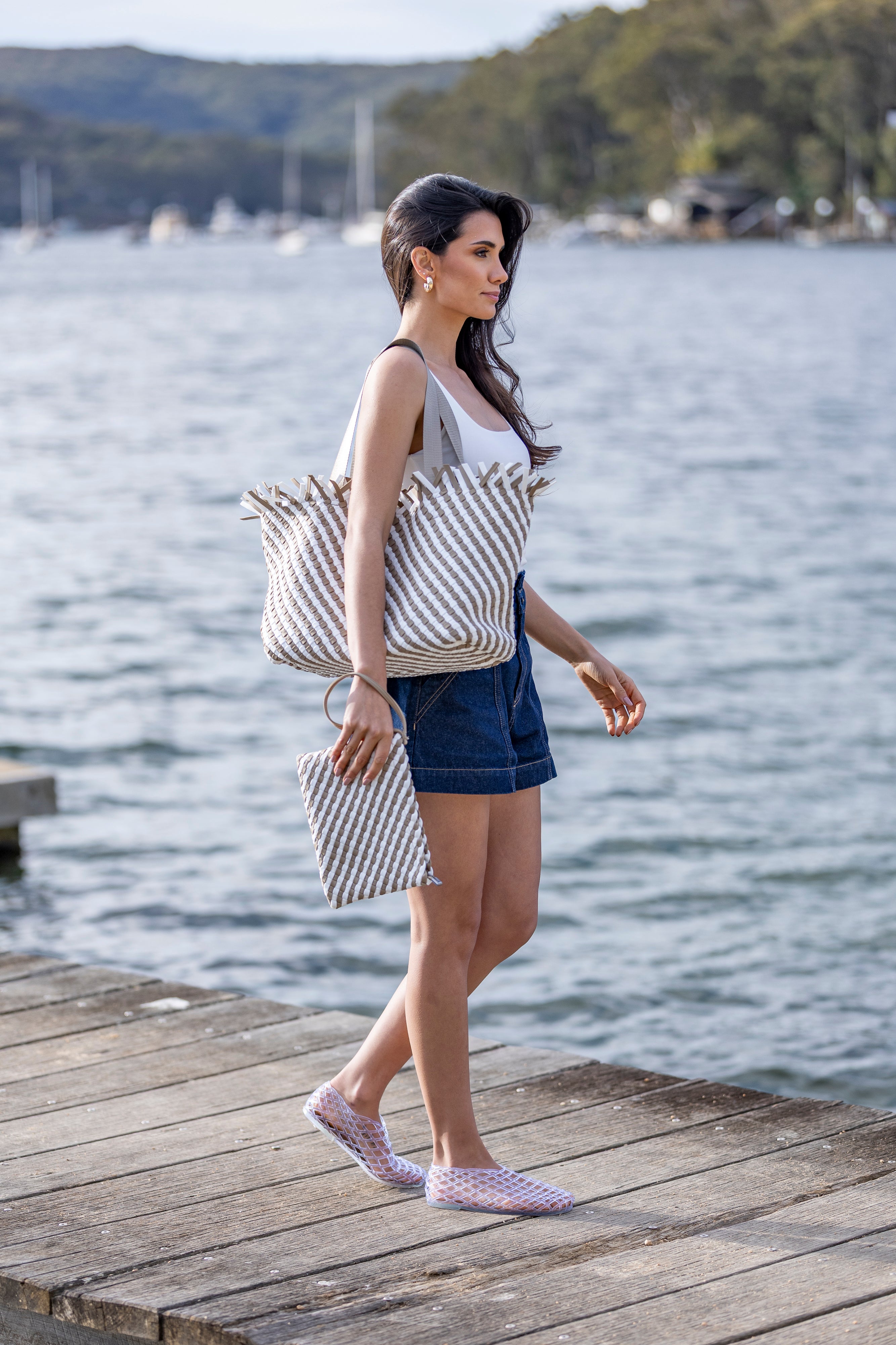 Bahama Biscuit Large 2 Piece Woven Tote