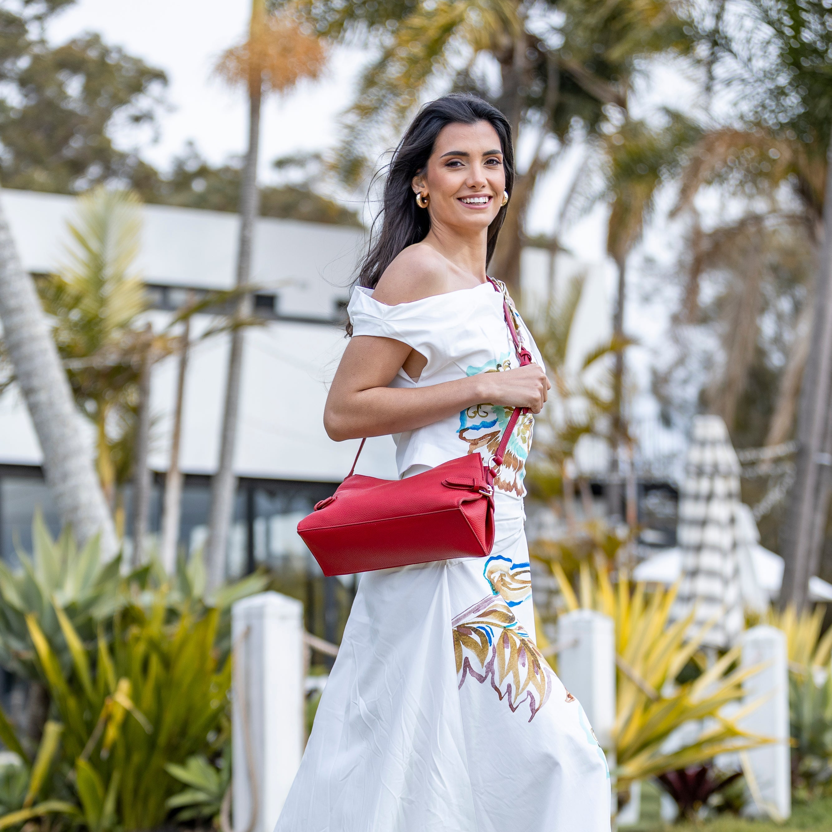 Messina Scarlet Red East West Shoulder Bag