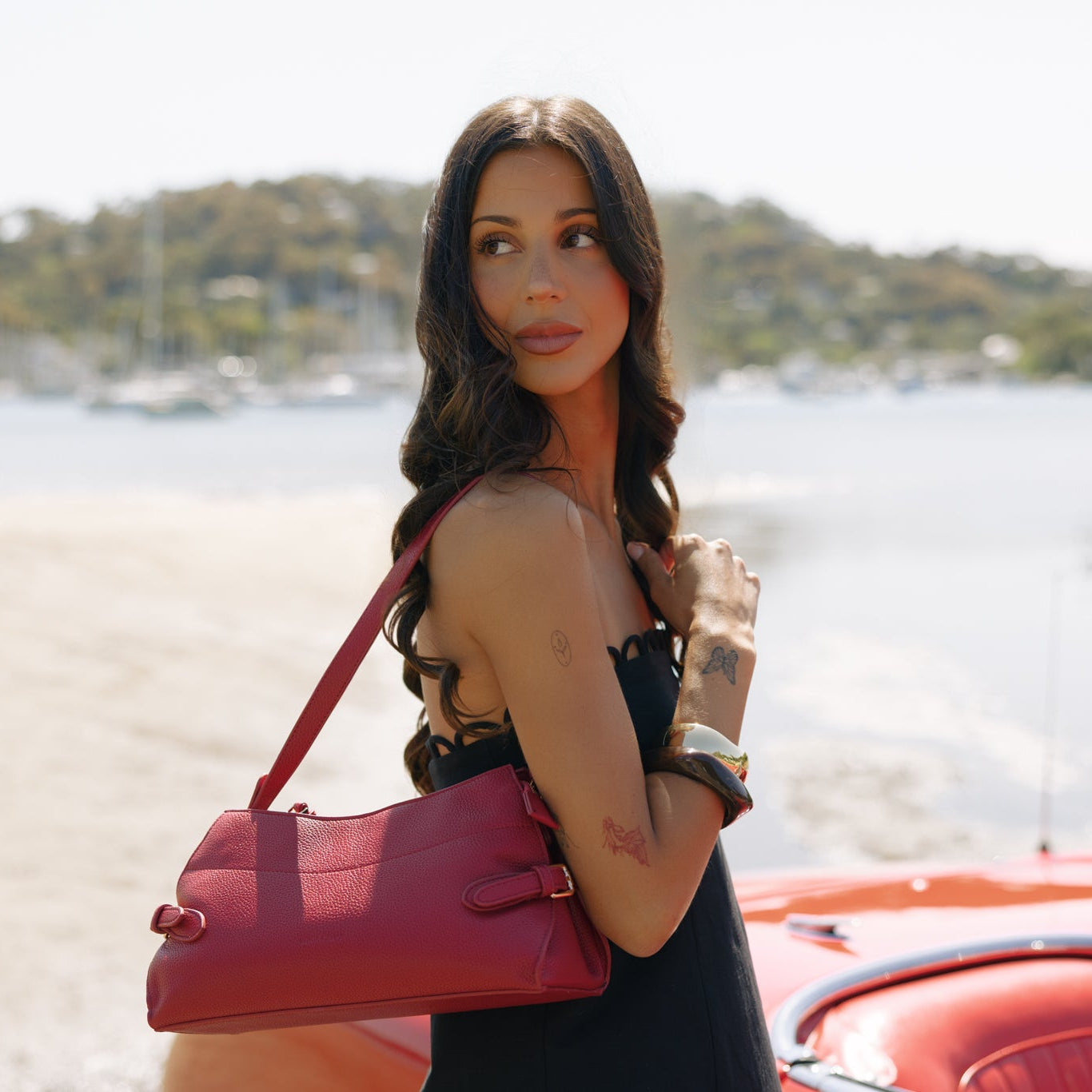 Messina Scarlet Red East West Shoulder Bag