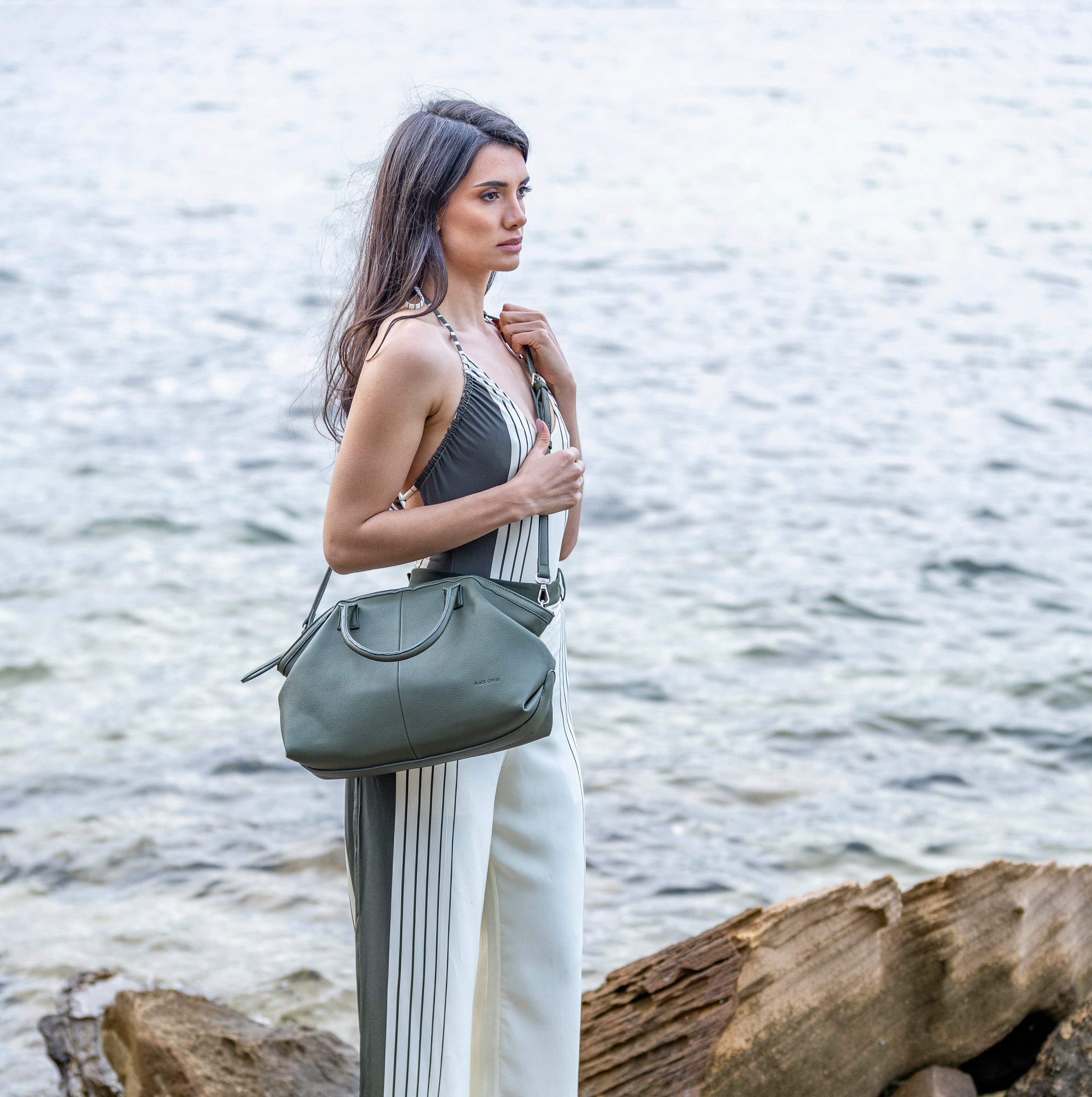 Camryn Dark Olive 3 Piece Bowler Bag