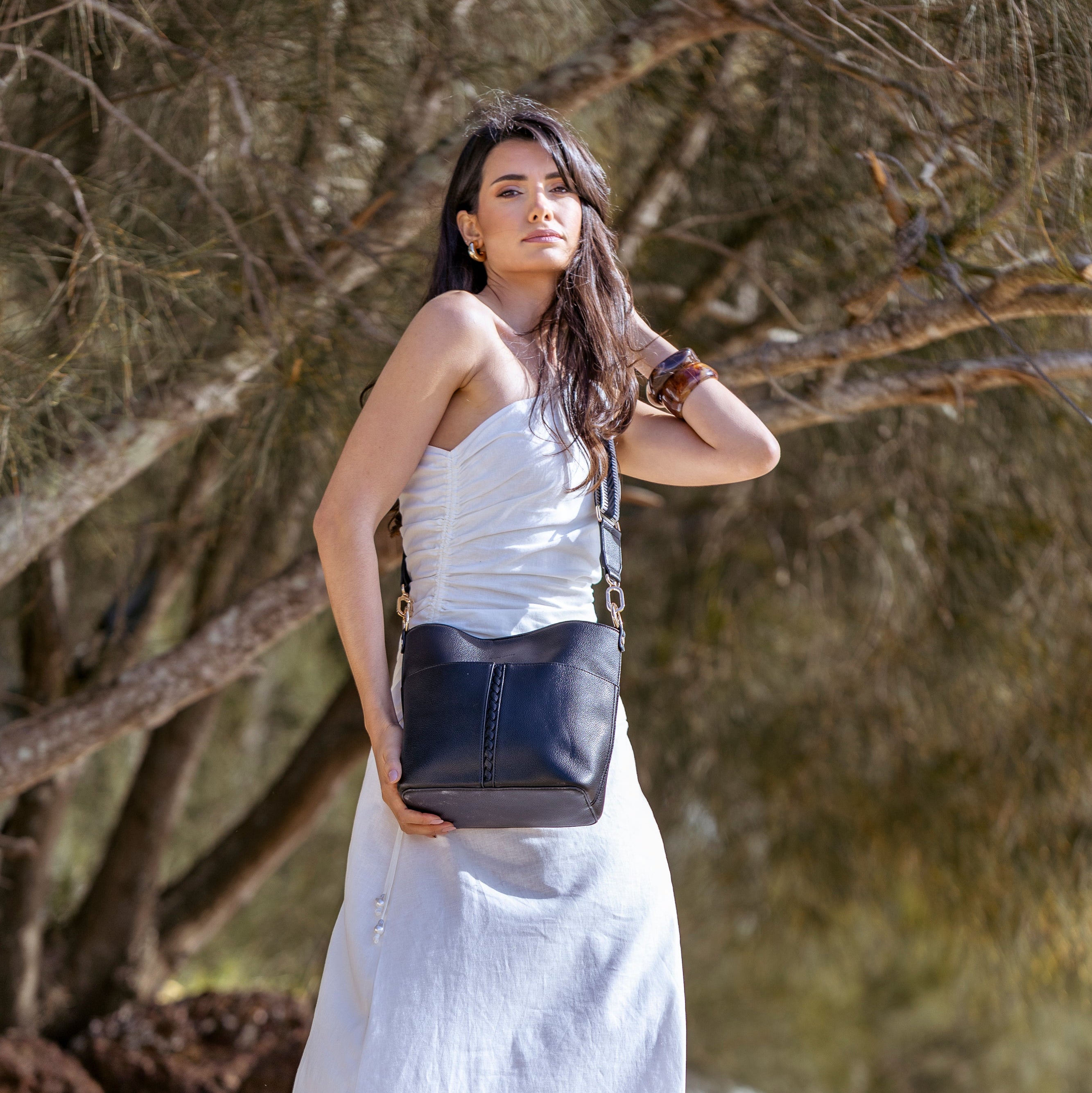 Melody Black 2 Piece Shoulder Crossbody Bag