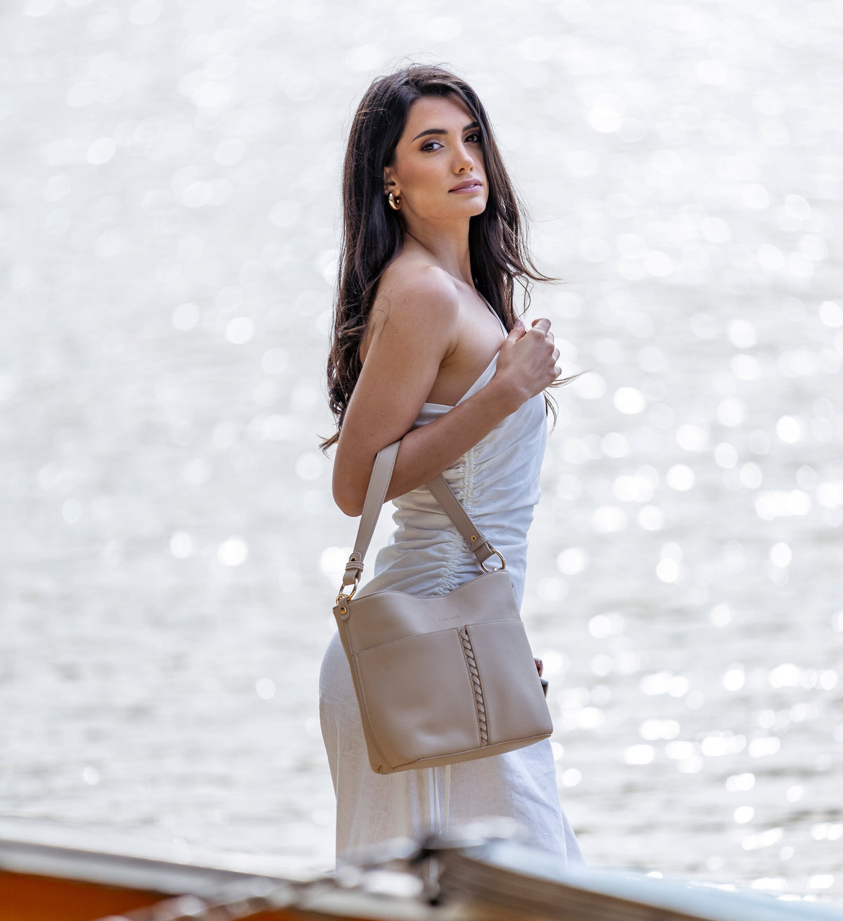 Melody Oatmeal 2 Piece Shoulder Crossbody Bag