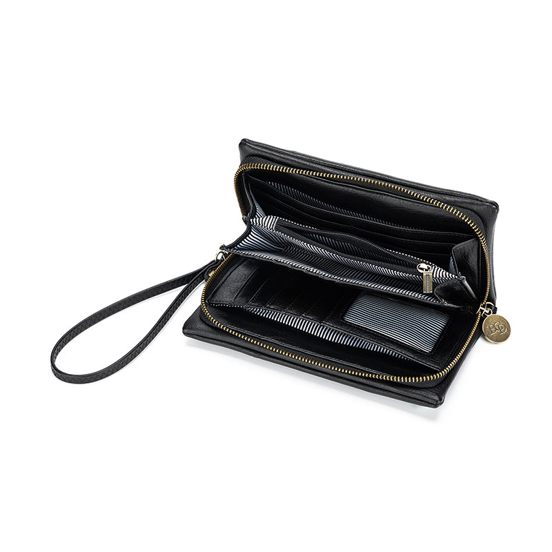 Sky Black Crossbody Phone Wallet