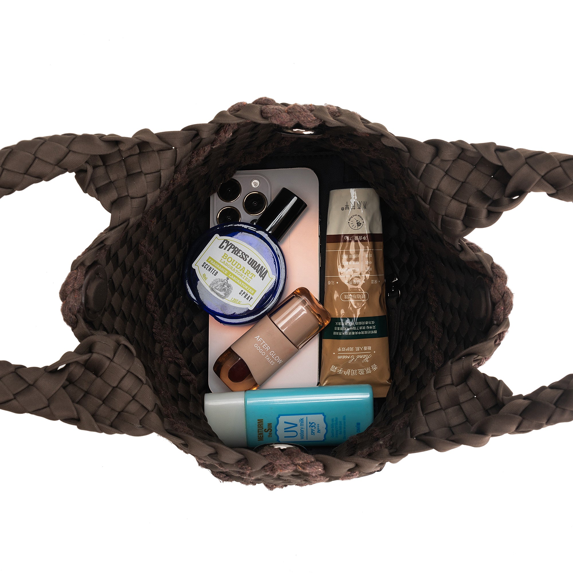 Panarea Chocolate Handwoven Neoprene Mini Tote