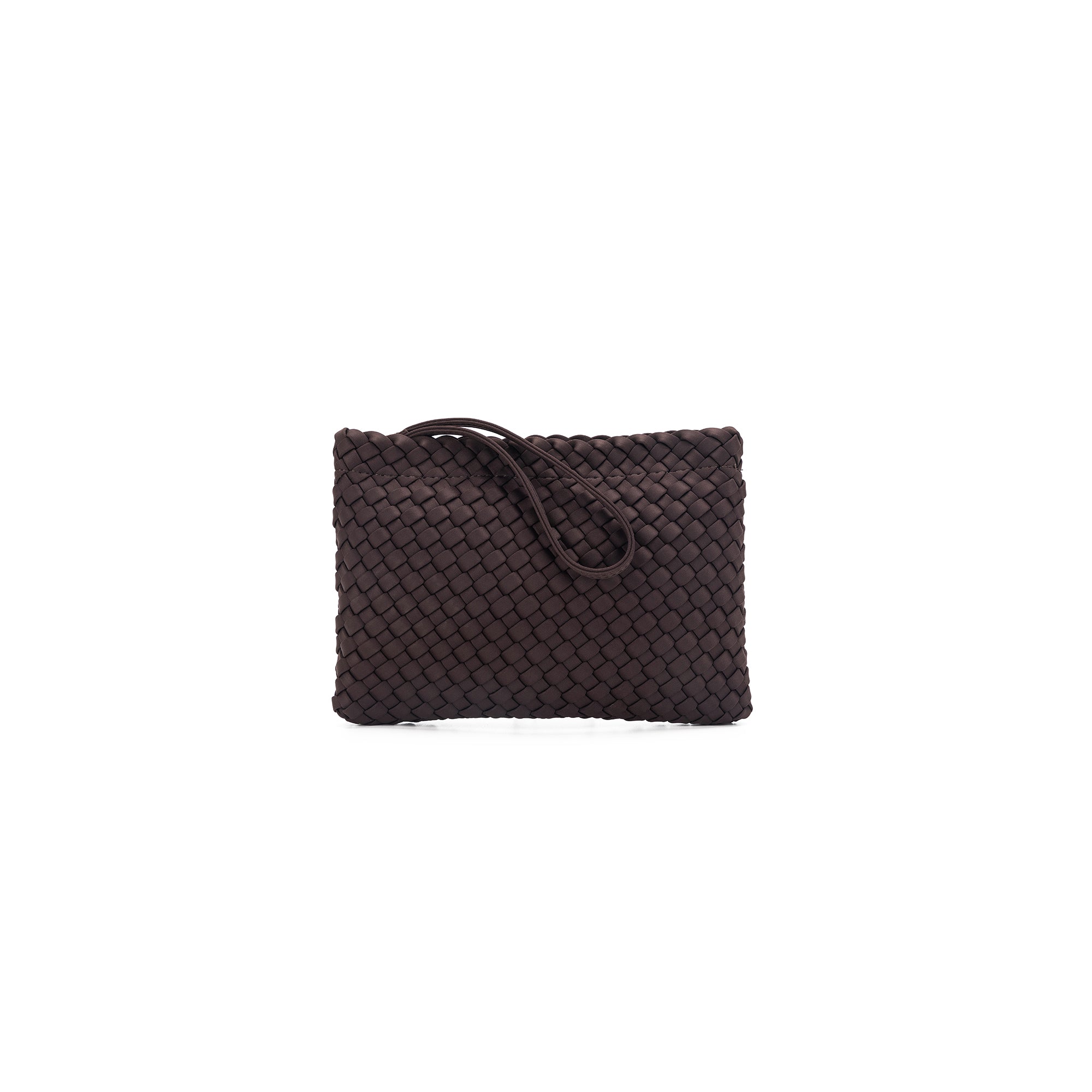 The Hampton Chocolate And White 2 Piece Handwoven Neoprene Handbag