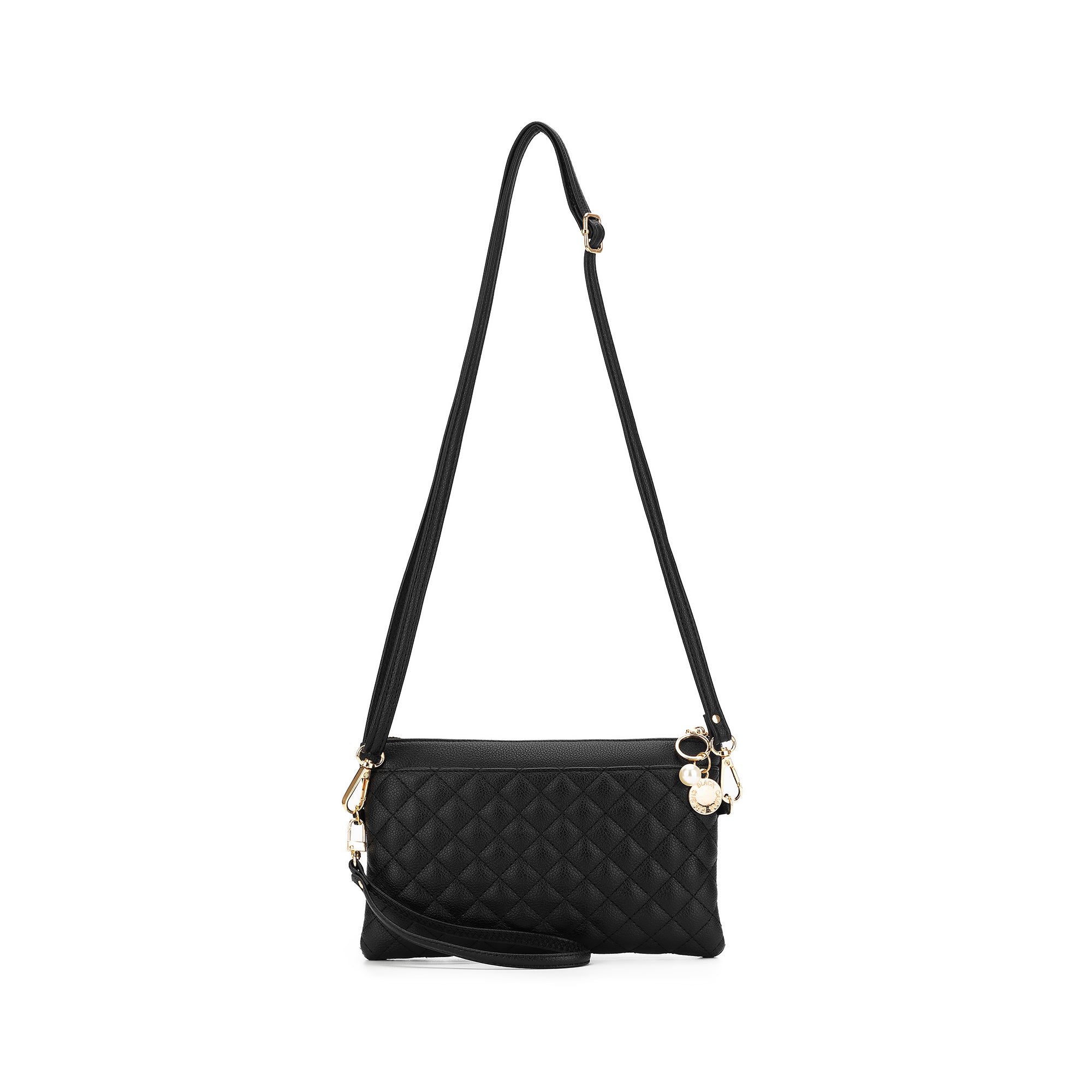 Odessa Black Quilted Crossbody Wristlet