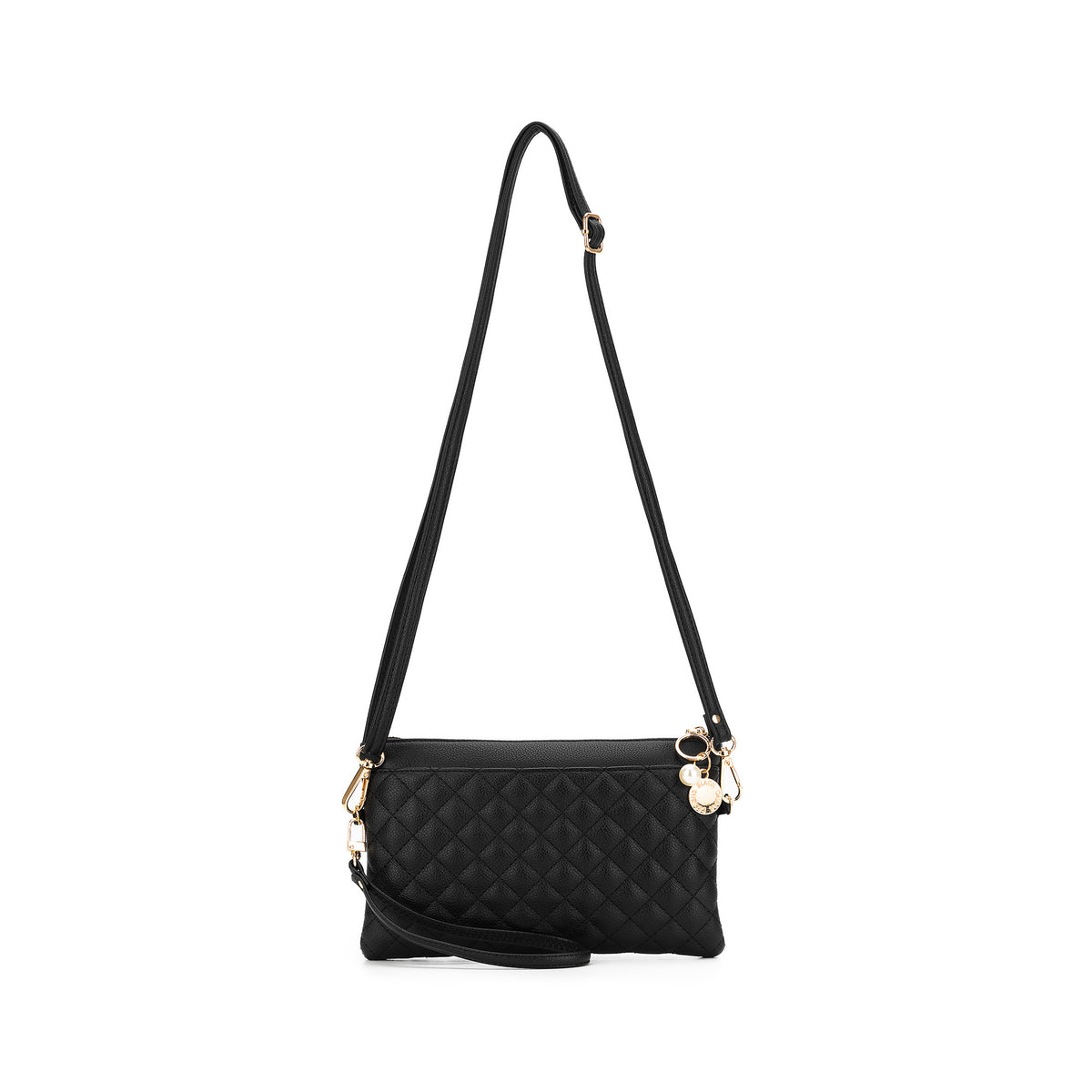 Odessa Black Quilted Crossbody Wristlet